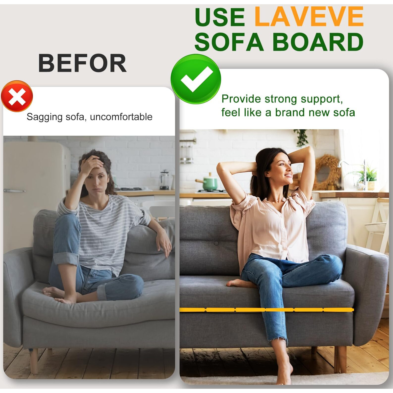 Laveve Heavy Duty Couch Cushion Support For Sagging Seat 21.5''X70''  Thicken Solid Wood Sofa Under Cushions Boards Perfectly Fix And Protect Seat  Extend Life