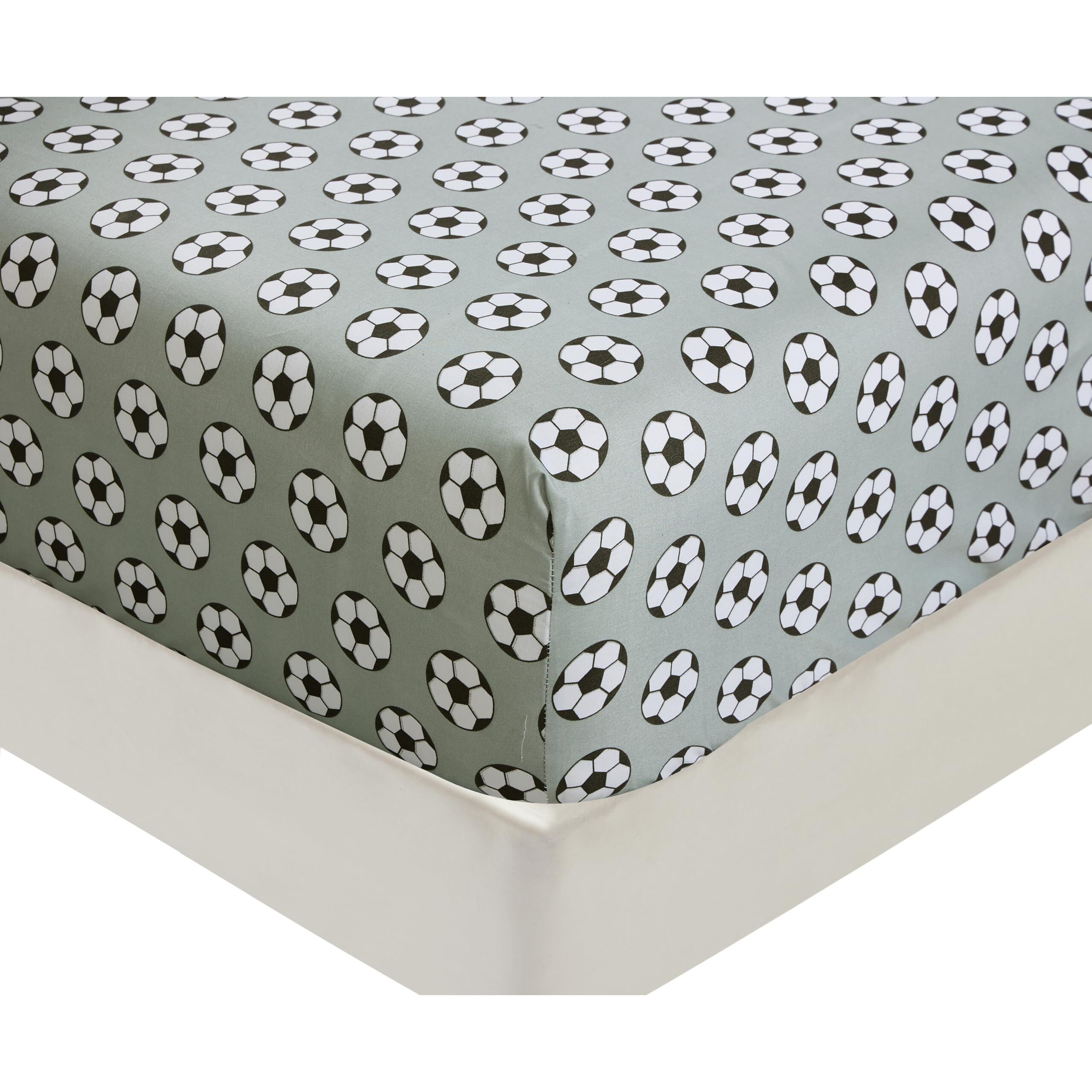 Chezmoi Collection 3-Piece Kids/Teens Sports Sheet Set - Soft Microfiber Gray Black White Soccer  Twin Size