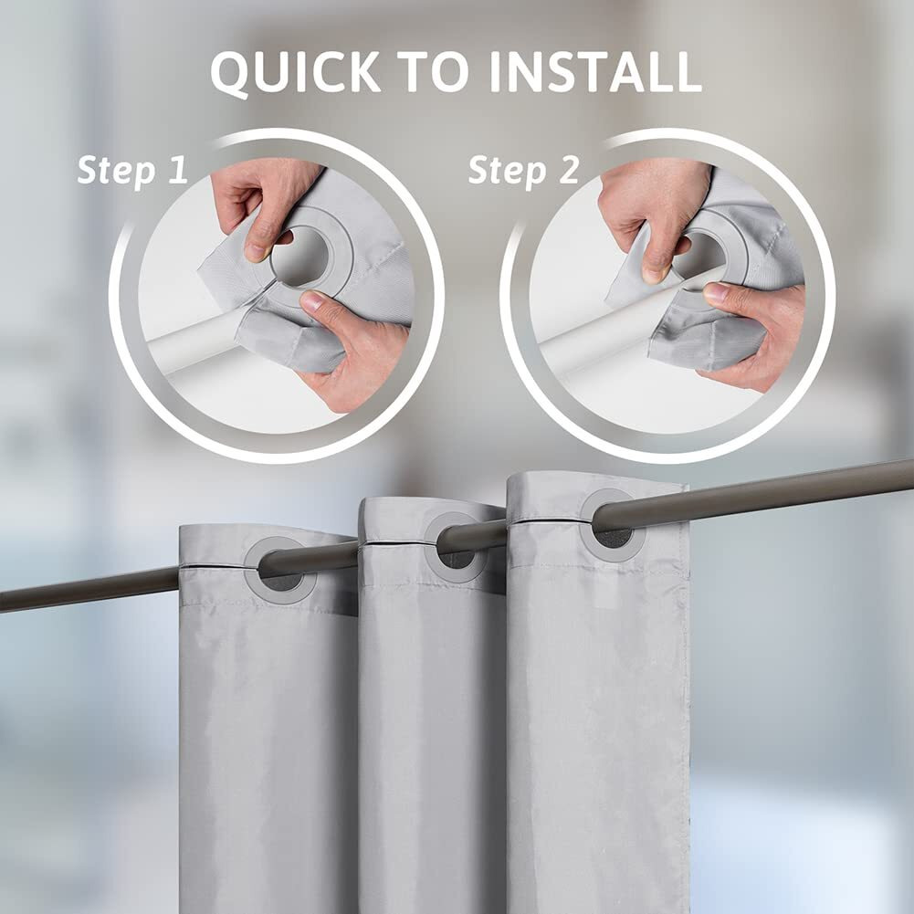 Furlinic No Hook Stall Shower Curtain Light Grey 36"" Wide Waterproof Polyester Fabric Bathroom Curtains Hotel Style With 4 Built-In Grommets Machine Washable 36X72 Inch