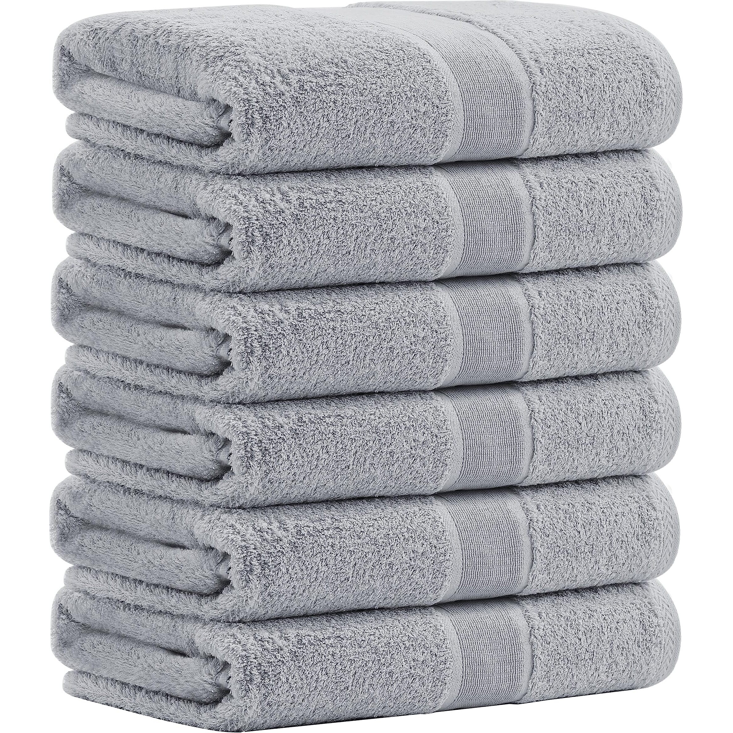 Aibaser Bath Towels  27X54Inch - Natural  Ultra Absorbent Towels For Bathroom  Travel  Gym  Shower And Spa (6 Piece Set) (Light Grey)