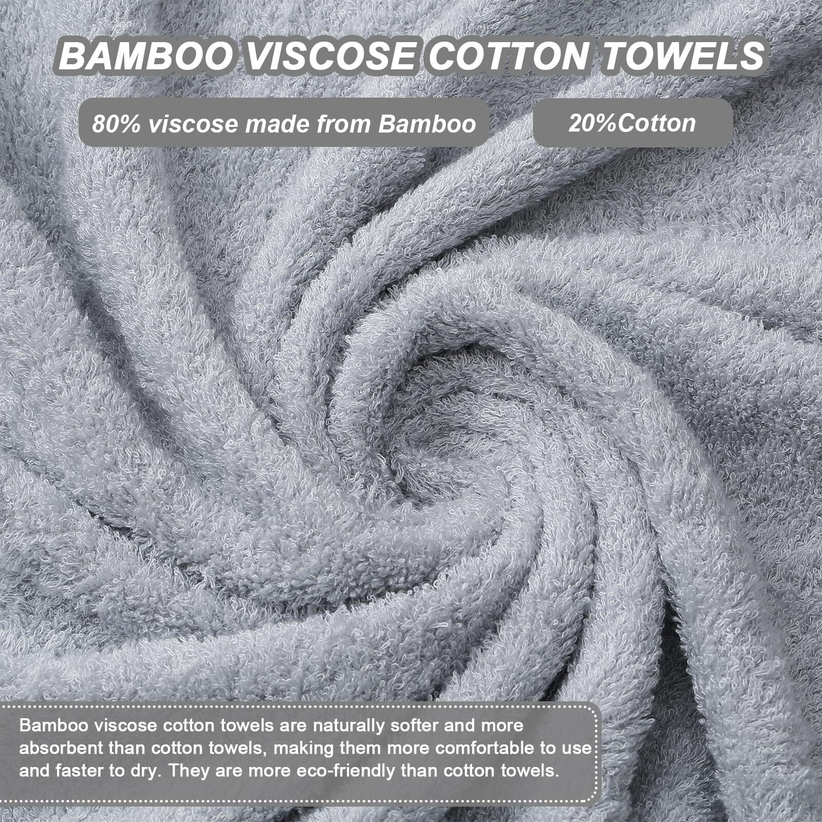 Aibaser Bath Towels  27X54Inch - Natural  Ultra Absorbent Towels For Bathroom  Travel  Gym  Shower And Spa (6 Piece Set) (Light Grey)