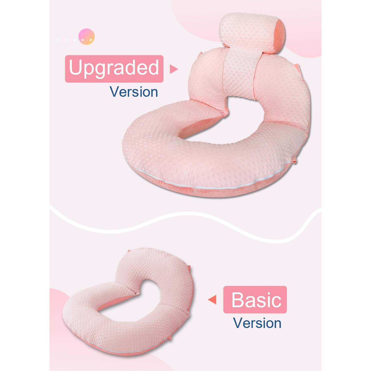 Insen Reading Pillow  Back Pillow For Sitting In Bed For Reading  Nurse & Relax  Reading Pillow For Adults  Moms & Kids  Sit Up Pillow For Bed (Upgrade-Dot Velvet-Pink  Upgrade)