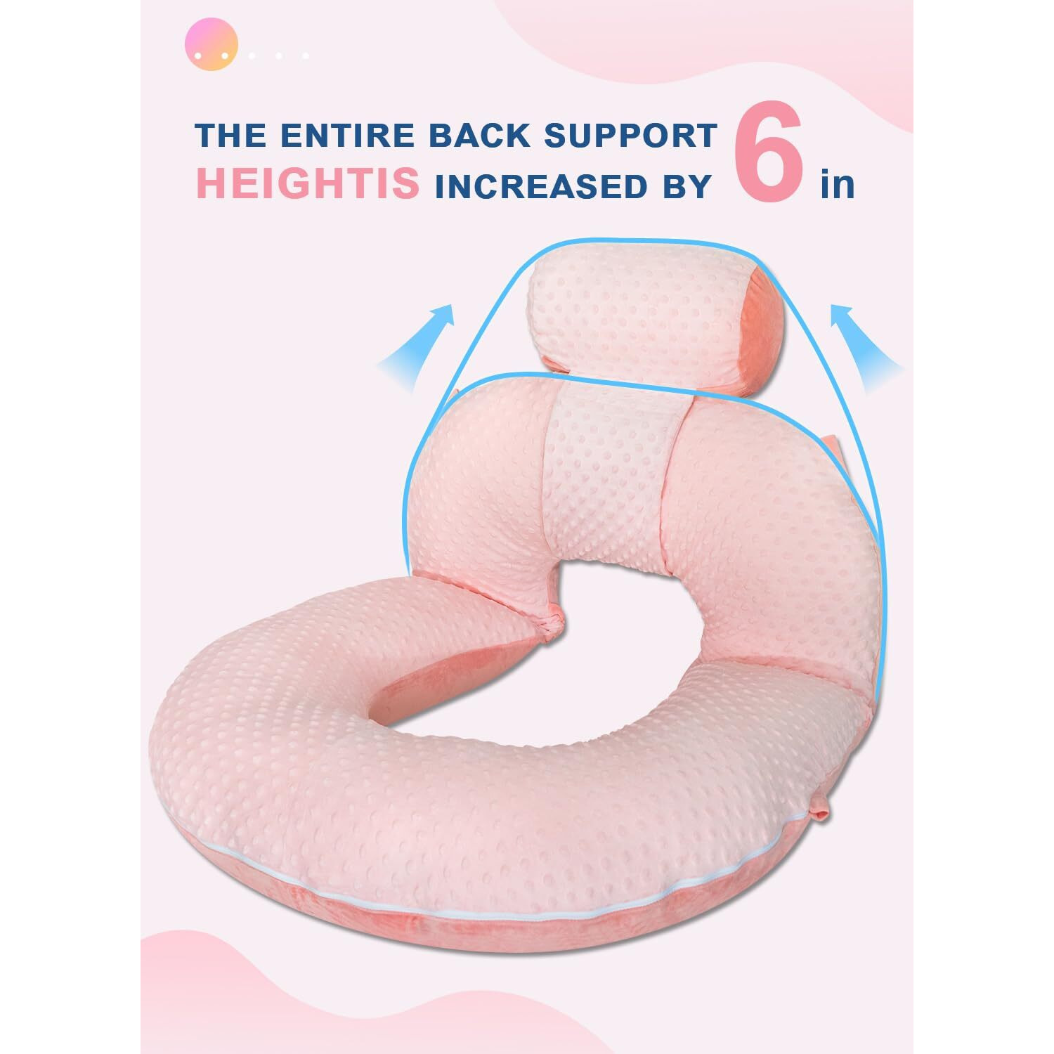 Insen Reading Pillow  Back Pillow For Sitting In Bed For Reading  Nurse & Relax  Reading Pillow For Adults  Moms & Kids  Sit Up Pillow For Bed (Upgrade-Dot Velvet-Pink  Upgrade)