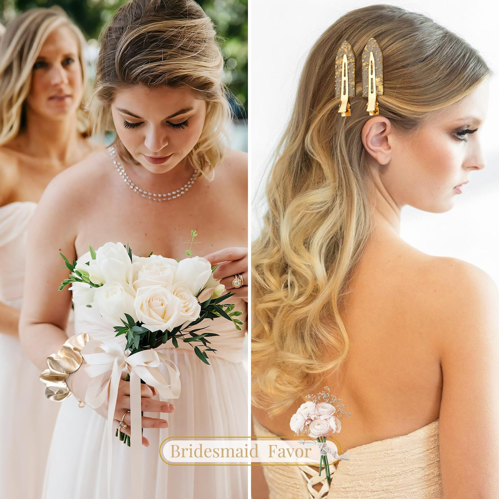 12 Pcs Soft Silk Satin Hair Accessories - Scrunchies  Hair Clips For Bridal Shower Gifts  Wedding Favors For Women And Girls