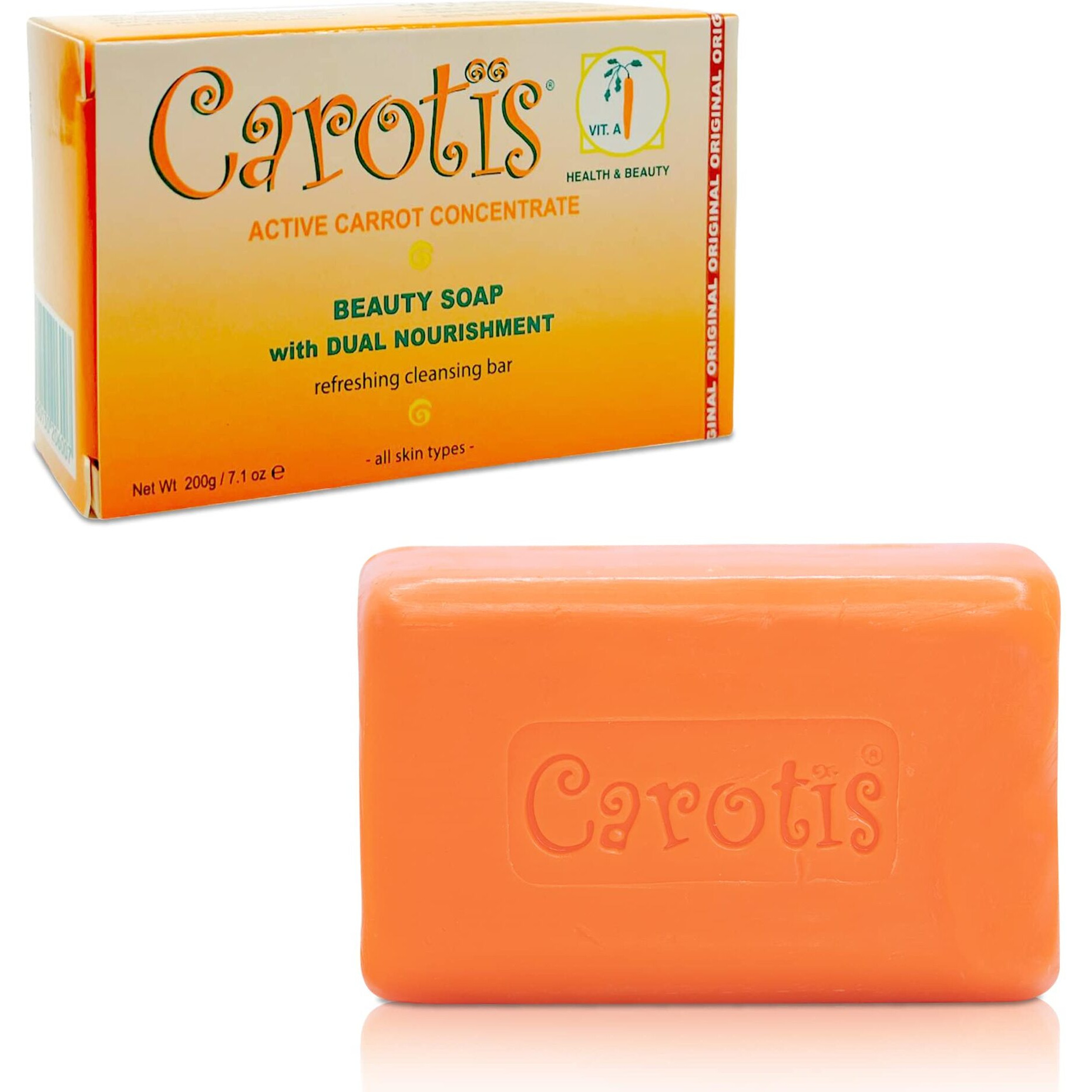 Carots Beauty Soap - 7Oz / 200G - Formulated To Restore Radiance And Eliminate Dead Skin Cells  With Vitamin A And Olive Oil