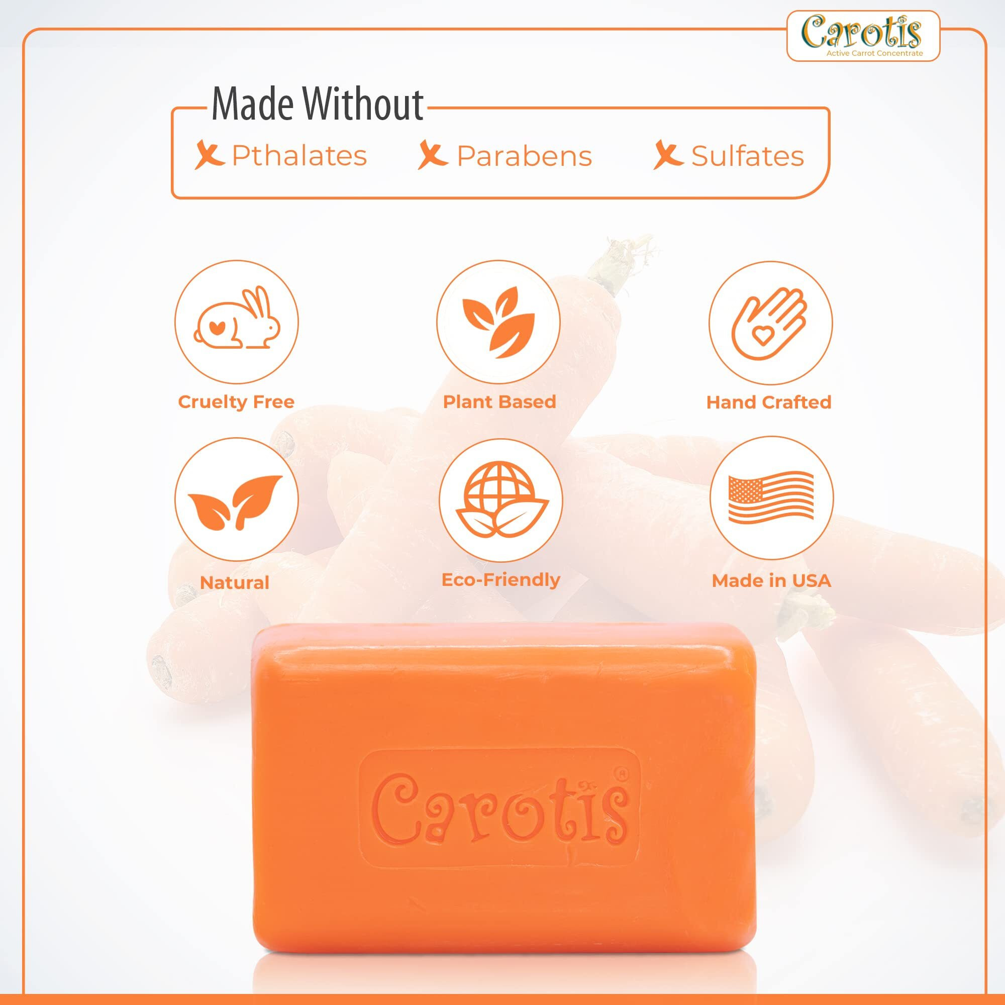 Carots Beauty Soap - 7Oz / 200G - Formulated To Restore Radiance And Eliminate Dead Skin Cells  With Vitamin A And Olive Oil