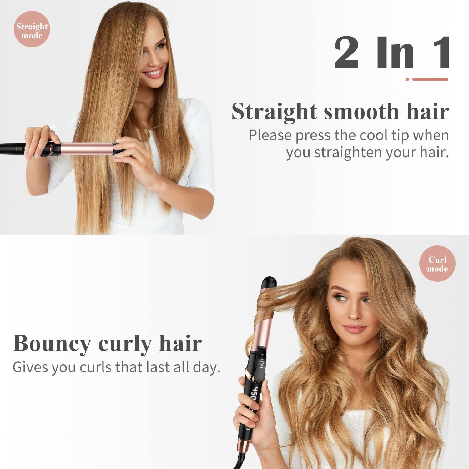 2 In 1 Hair Straightener And Curler  1 1/4 Inch Curling Iron Dual Voltage Travel Flat Iron Curling Iron In One With 4 Adjustable Temp For All Hair Types(Regular Size)