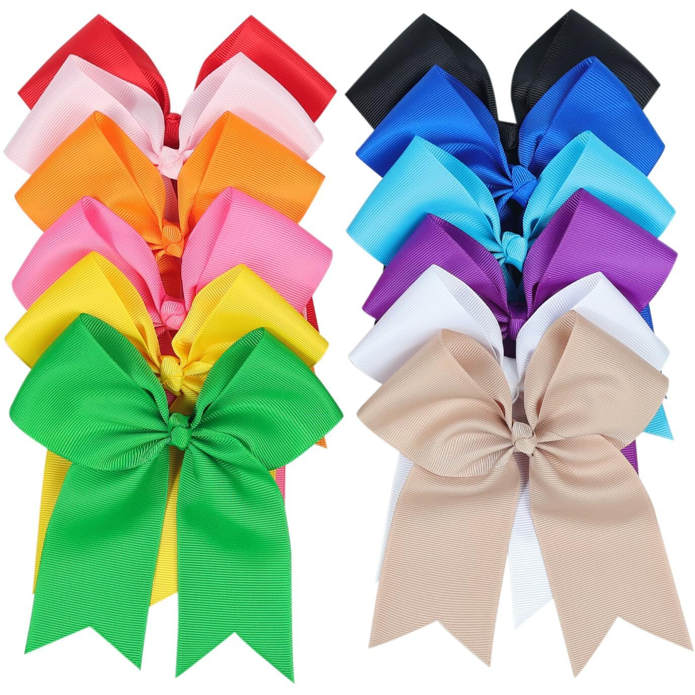 12-Pcs 5-Inch Large Grosgrain Ribbon Cheer Bows With Alligator Hair Clips - Stylish Hair Accessories For Little Girls  Teens  And Cheerleaders