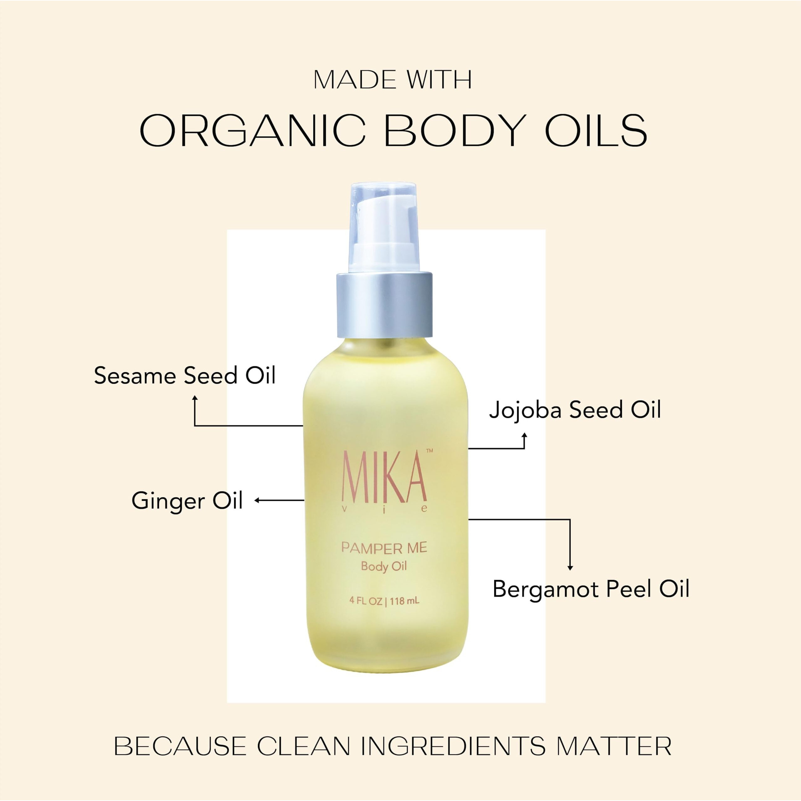 Mika Vie Organic Body Oil For Women | Certified Organic Body Oil For Dry Skin | Hydrating & Moisturizing Body Oil After Shower | Moisturizer For Dry Skin | Clean Beauty  Vegan And Paraben Free