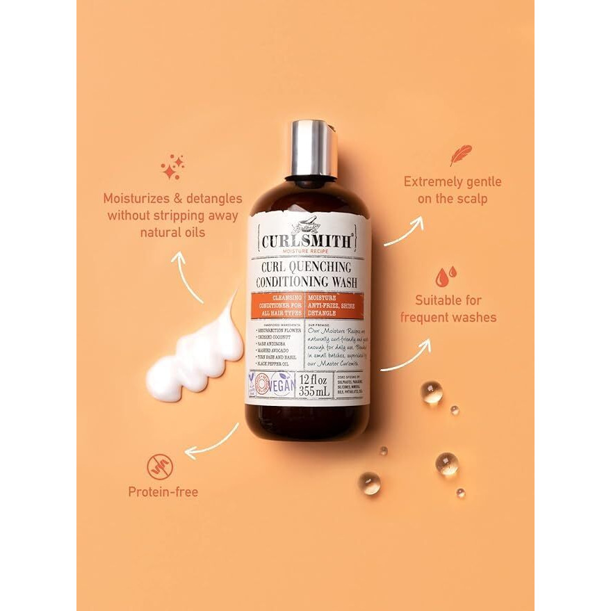 Curlsmith - Curl Quenching Conditioning Wash - Vegan Cowash 2 In 1 Conditioner And Shampoo For Wavy  Curly And Coily Hair (3Oz)