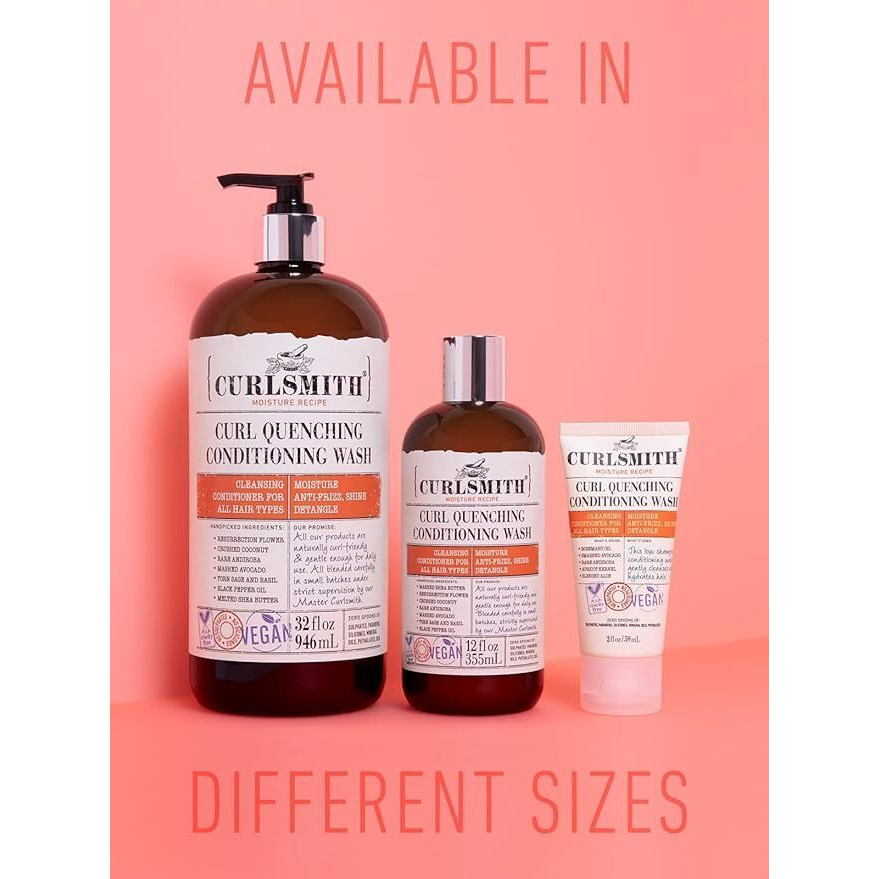 Curlsmith - Curl Quenching Conditioning Wash - Vegan Cowash 2 In 1 Conditioner And Shampoo For Wavy  Curly And Coily Hair (3Oz)