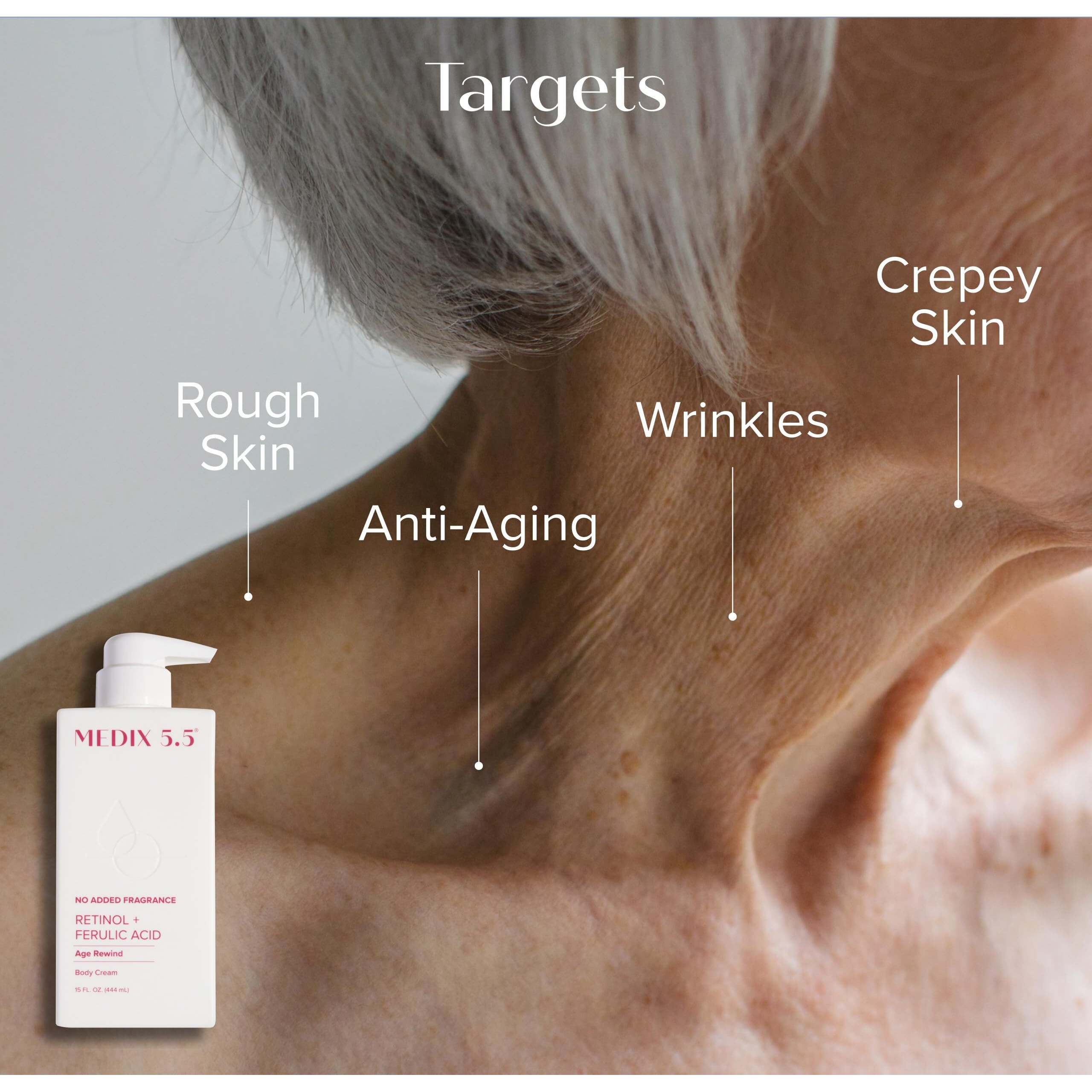 Medix 5.5 Fragrance Free Retinol Body Lotion Crepey Skin Care Treatment | Skin Firming Body & Face Moisturizer | Anti Aging Retinol Cream For Face Targets Crepe Skin  Wrinkles  & Loose Skin  15 Fl Oz