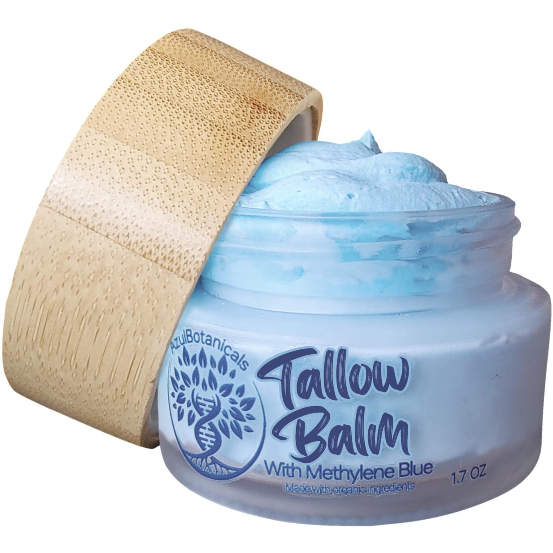Methylene Blue Infused Whipped Grass Fed Beef Tallow Balm For Healthy Skin  Anti-Aging  Fullbody Moisturizer  Stretchmarks  Rosacea  Psoriasis  Eczema  Acne  All Skin Types  Organic Ingredients 1.7Oz