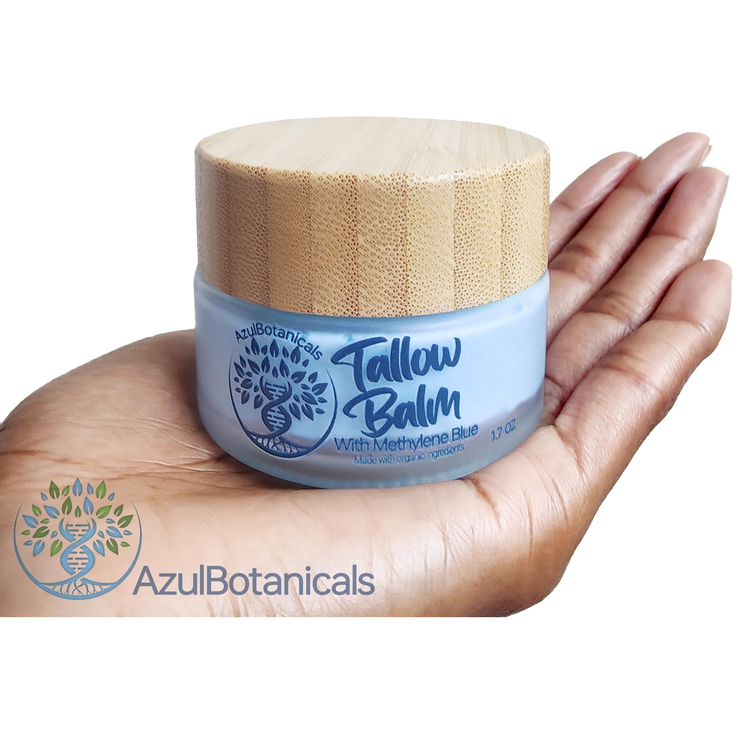 Methylene Blue Infused Whipped Grass Fed Beef Tallow Balm For Healthy Skin  Anti-Aging  Fullbody Moisturizer  Stretchmarks  Rosacea  Psoriasis  Eczema  Acne  All Skin Types  Organic Ingredients 1.7Oz