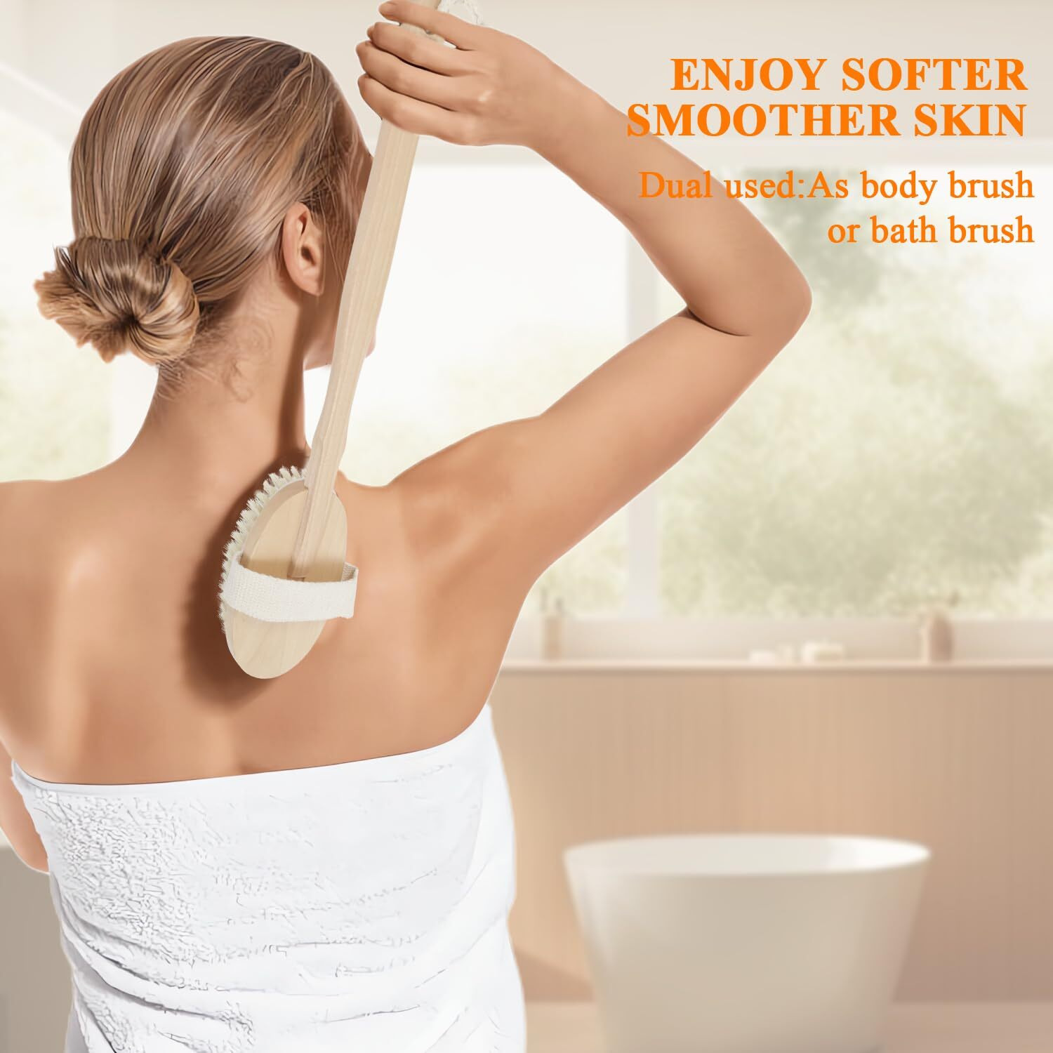 Samebuteco Dry Brushing Body Brush Set Wood Long Handle With 3 Detachable Heads  Face Brush Body Scrubber Boar Bristle Exfoliator For Lymphatic Drainage And Cellulite Back Scrubber For Shower