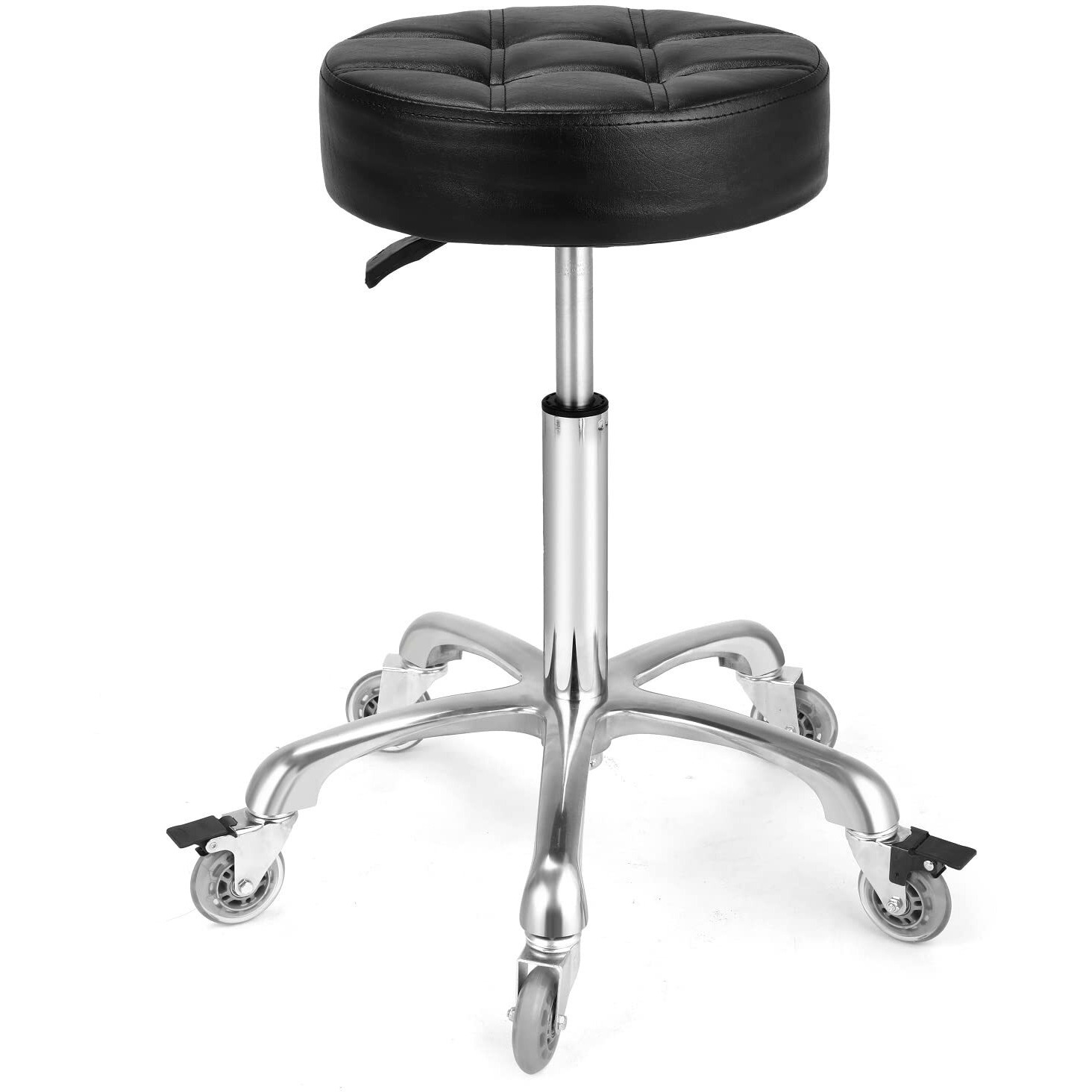 Mcdoofly Adjustable Heavy Duty Stool - Rolling Stools With Locking Caster Wheels - Swivel Stools Backless Chair For Home Kitchen Office Shop Tattoo Lash Tech Pedicure(Black  Height 22 To 30 In)