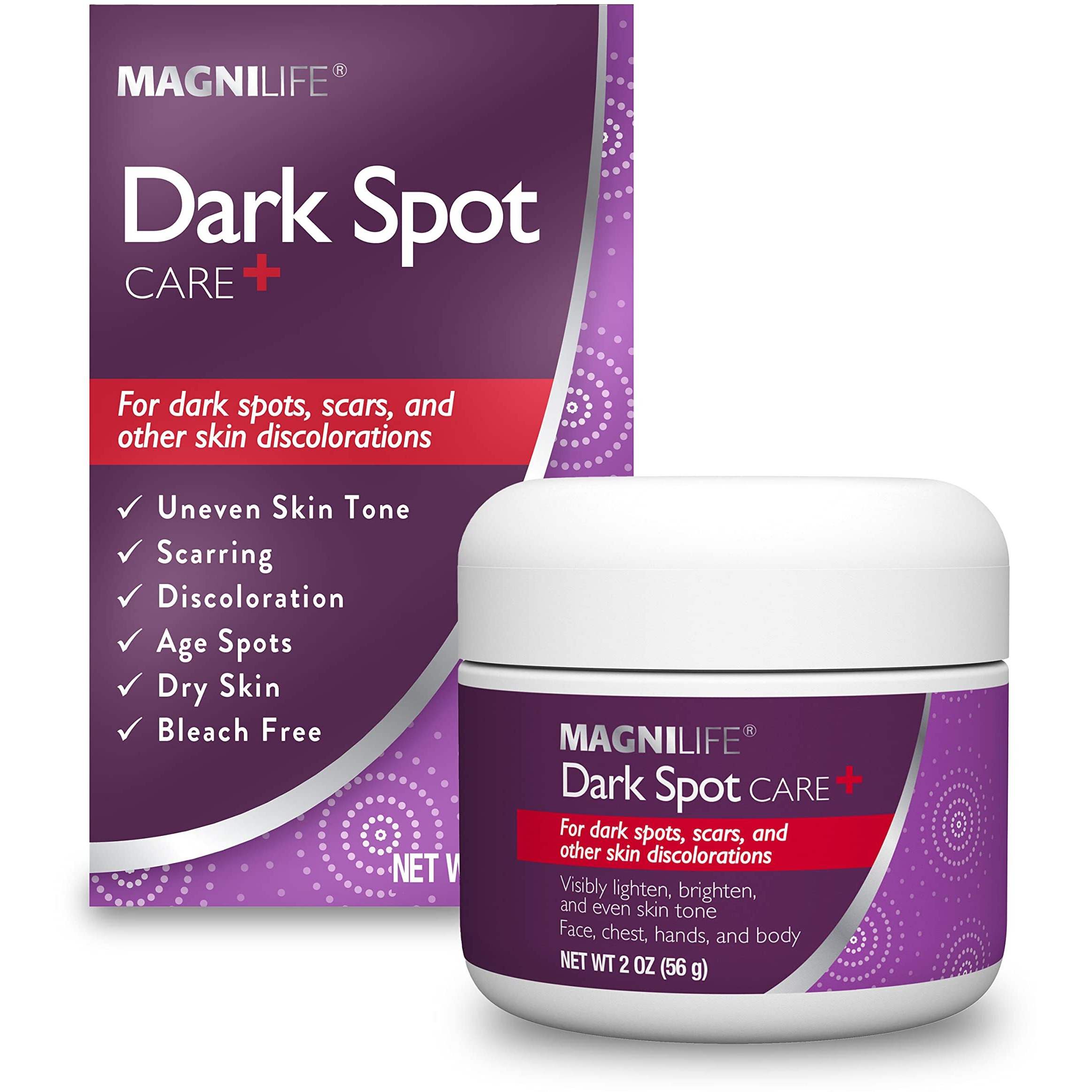 Magnilife Dark Spot Cream  Natural Treatment Diminishes Sun-Damage  Liver Spots  Freckles & Discoloration For Younger Looking Skin - Fader & Corrector For Face  Chest  Hands & Body - 2Oz