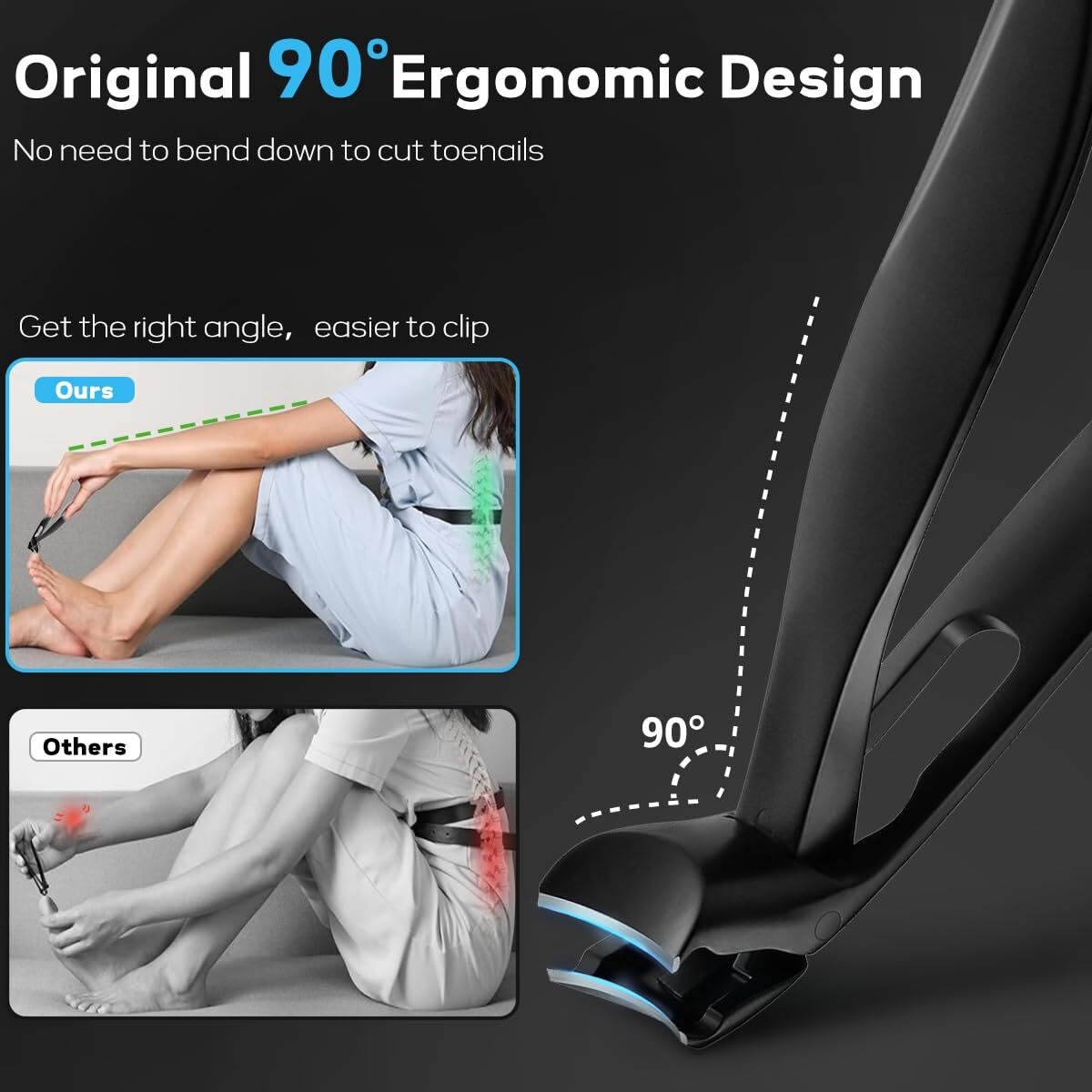 4Pcs Podiatrist Toenail Clippers For Thick & Ingrown Nails  Nail Clippers For Men For Seniors  Toe Nail Clippers Kit With Easy Grip Handle Wide Jaw Opening  Pedicure Grooming Tool  Wanmat