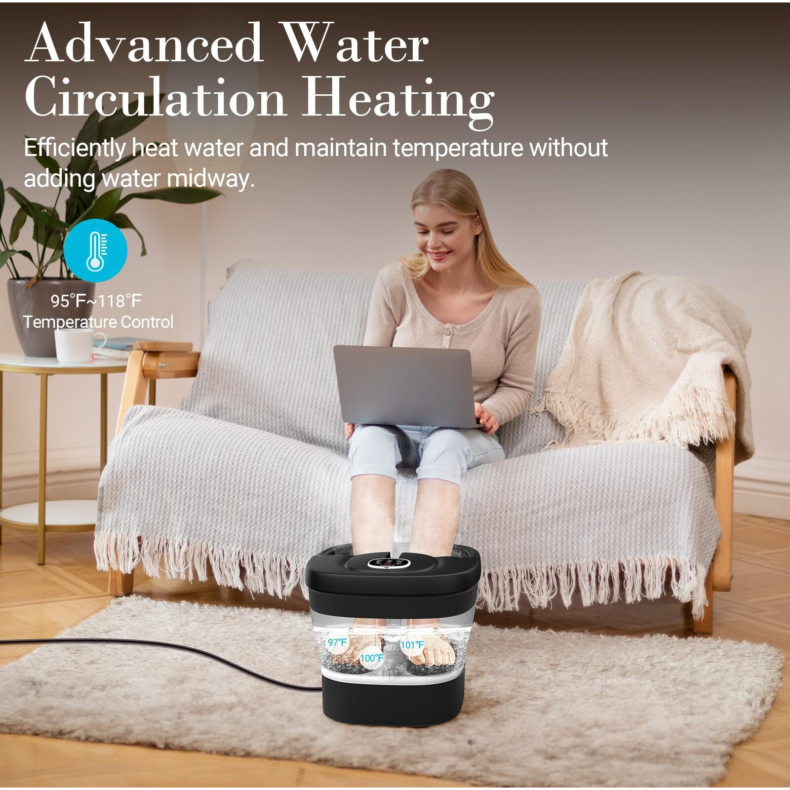 Cupilo Foot Spa Bath Massager  2025 Upgraded Foot Bath With Circulation Heat  Motorized Shiatsu Massage Balls  Pedicure Foot Soaking Tub With Waves  Remote  Handle  Feet Stress Relief  Gifts