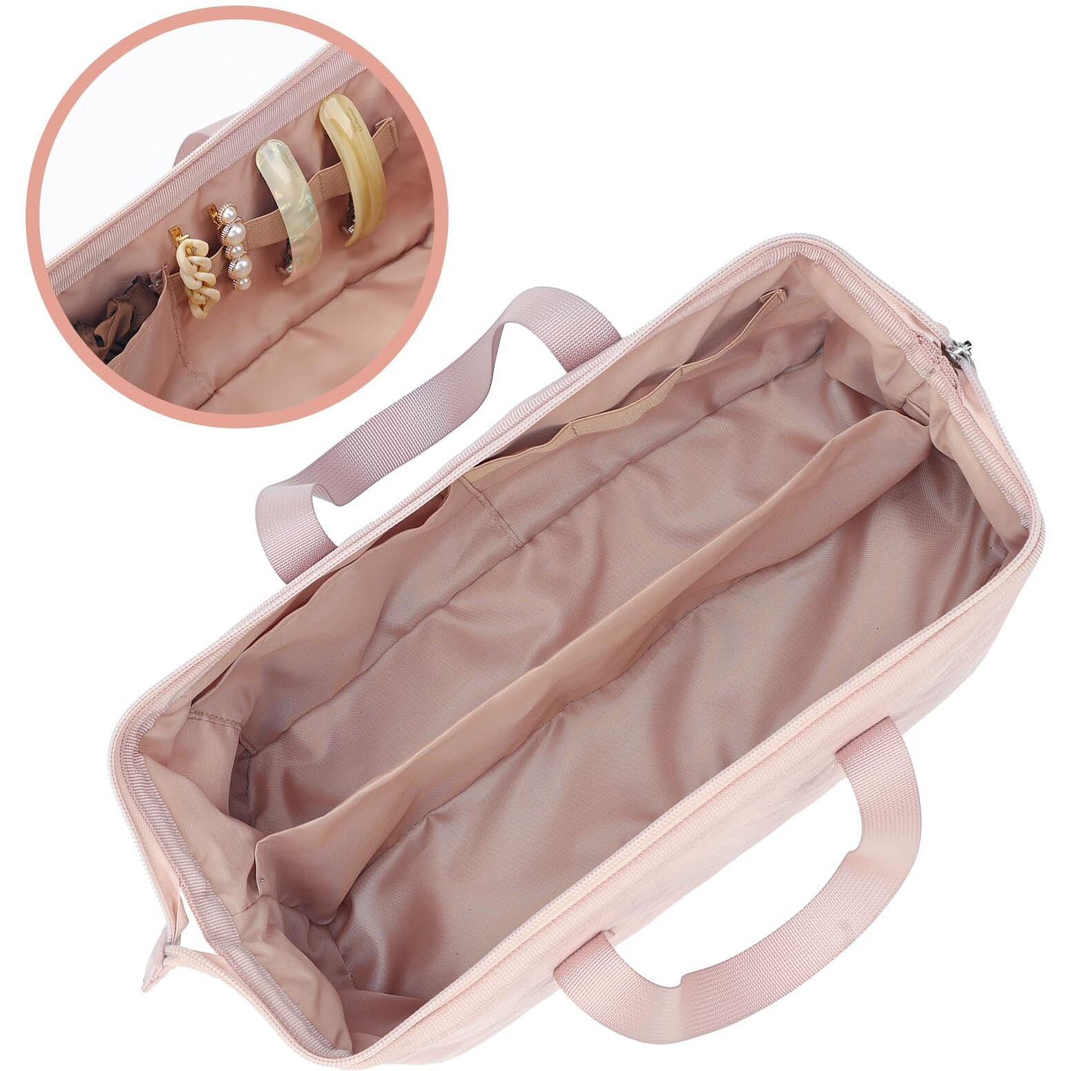Nishel Hair Tools Travel Carrying Bag  Portable Hair Air Wrap Dryer Case  Curling Iron  Airstraight Attachment Organizer  Hairdressing Set  Pink
