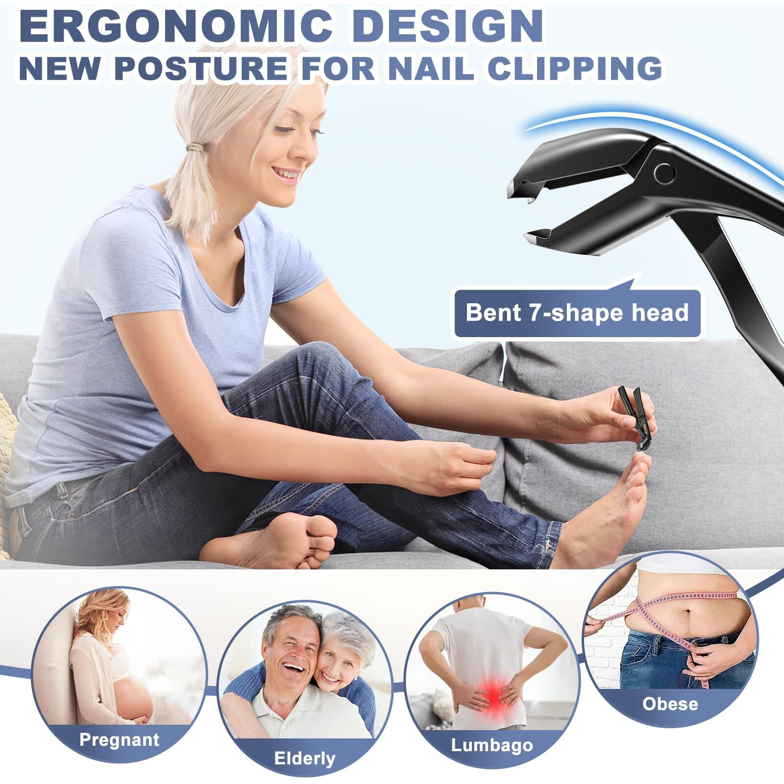 Angled Head Nail Clippers For Men - Toenail Clippers For Seniors Thick Toenails  Heavy Duty Nail Cutter With Catcher Long Handle Gifts For Men Women