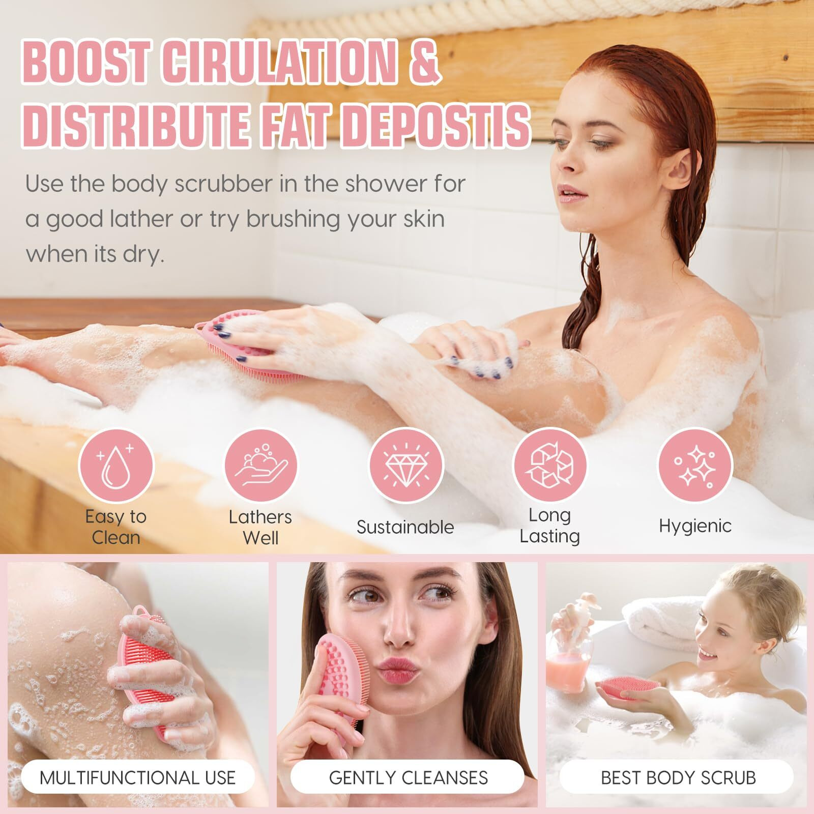 Silicone Loofah For Women - Exfoliating Body Scrubber  Soft Dual-Sided Silicone Loofa For Body Clean And Massage  Gentle Bath Brush Lathers Well For All Kinds Of Skin