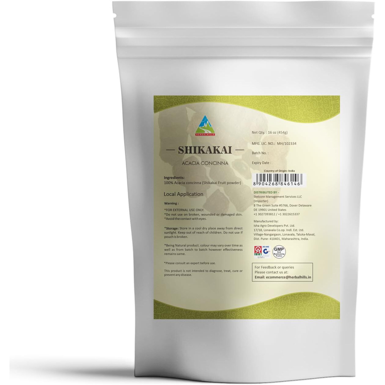 Herbal Hills Shikakai Powder (Acacia Concinna Powder) | 16 Oz (454 Gms) | Natural Hair Growth Cleanser & Conditioner