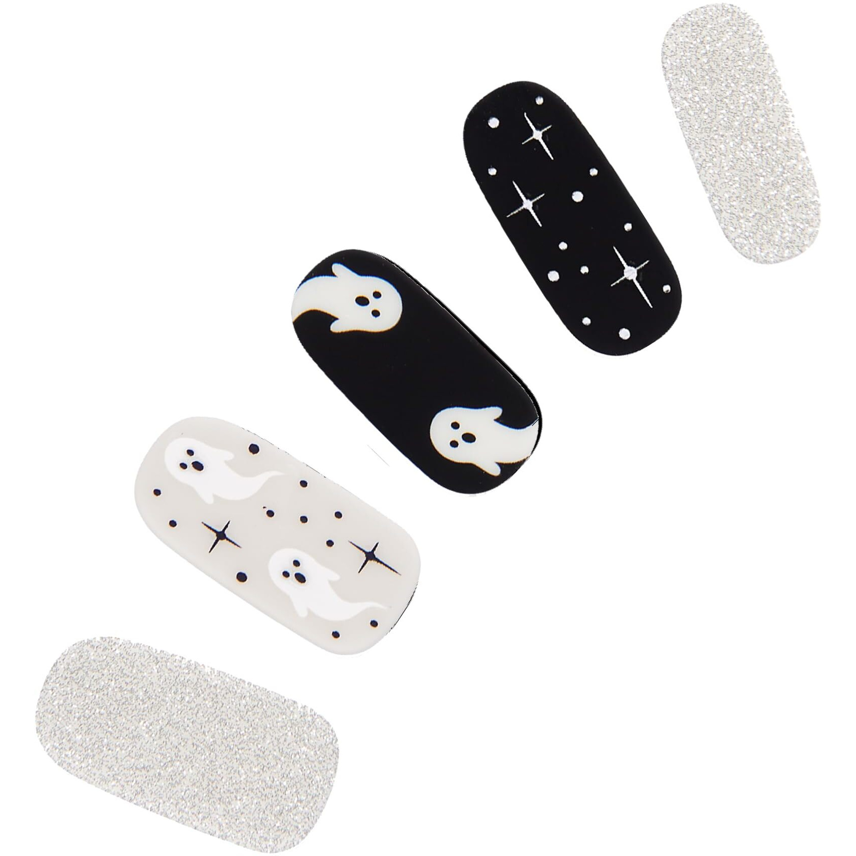 Dashing Diva Gloss Nail Strips - Ghostly Touch | Uv Free  Chip Resistant  Long Lasting Gel Nail Stickers | Contains 32 Nail Wraps  1 Prep Pad  1 Nail File
