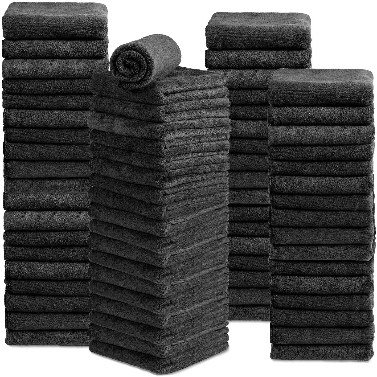 Newwiee 72 Pack Bleach Proof Towels Bulk For Salon Hair Microfiber Towels 18 X 30 Inch Dry Lint Free Hair Drying Towel Hand Towels For Hair  Gym  Bath  Spa  Shaving  Barber(Black)