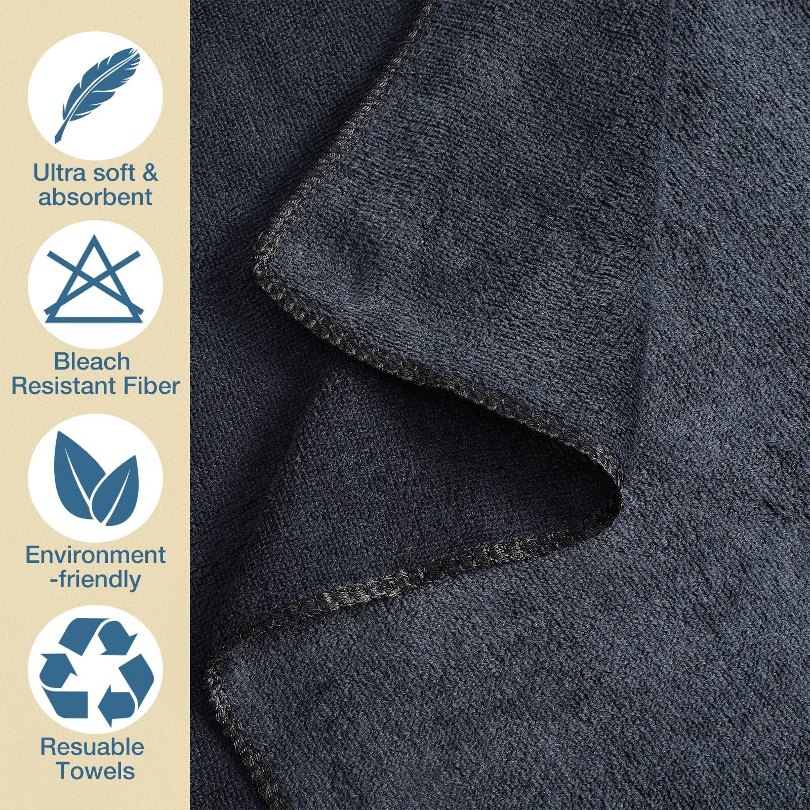 Newwiee 72 Pack Bleach Proof Towels Bulk For Salon Hair Microfiber Towels 18 X 30 Inch Dry Lint Free Hair Drying Towel Hand Towels For Hair  Gym  Bath  Spa  Shaving  Barber(Black)