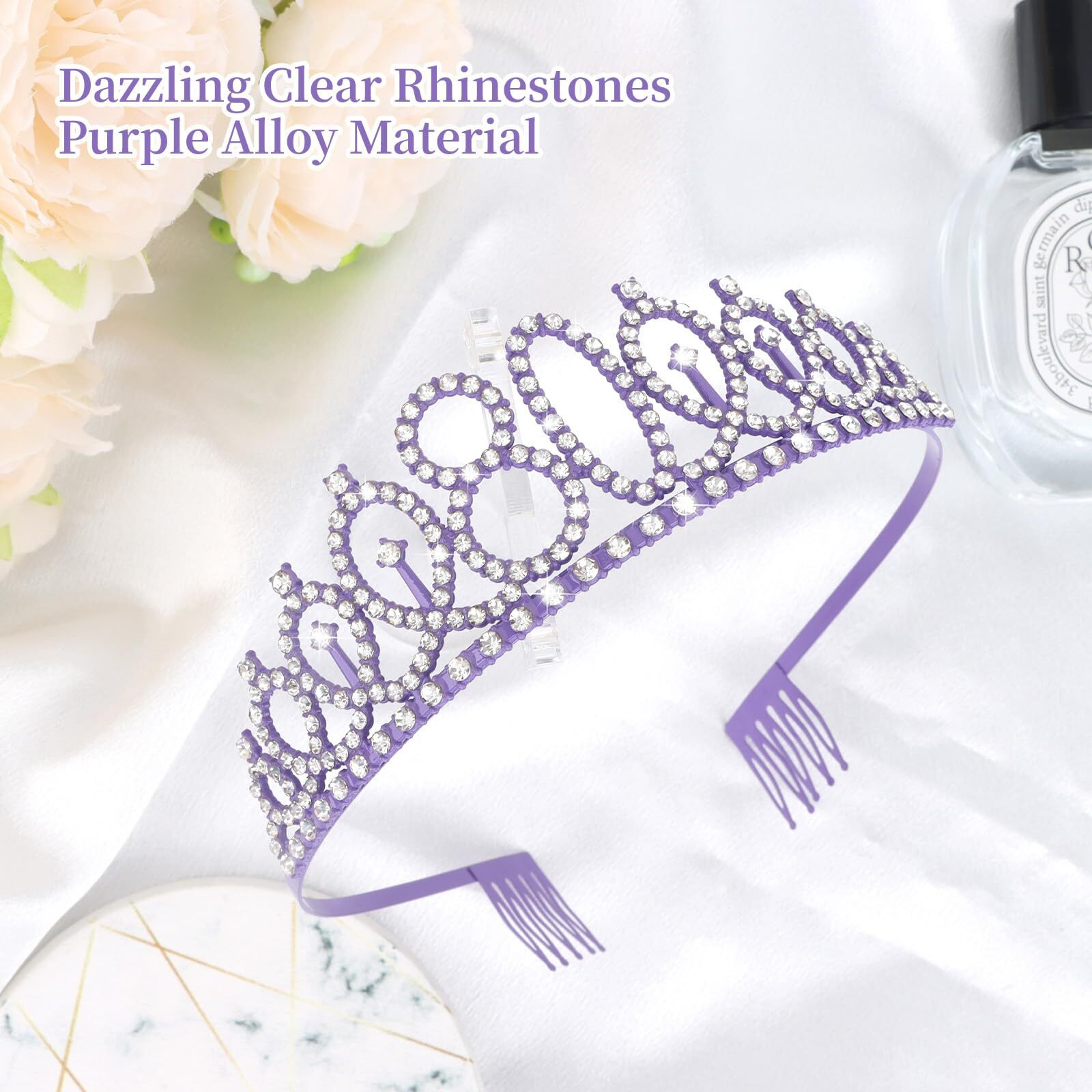 Cieher 80Th Birthday Crown + 80 & Fabulous Birthday Sash  Purple 80Th Birthday Decorations For Women 80Th Birthday Gifts For Women  Purple 80Th Birthday Party Decorations Happy 80Th Birthday
