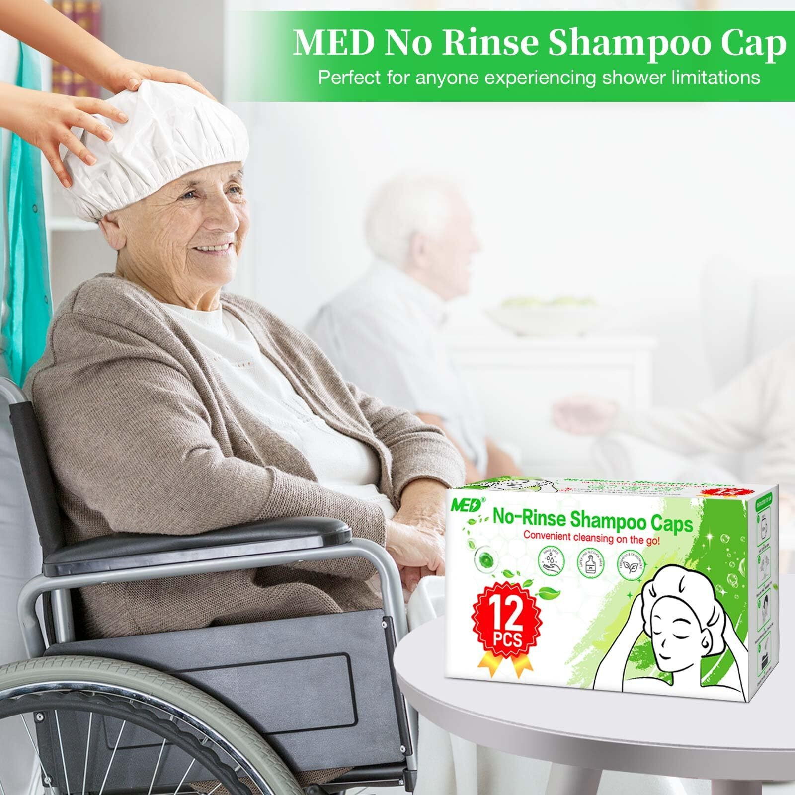 Shampoo Caps No Rinse Waterless Hair Washing Shower Caps 12 Packs For Elderly  Women  Hospital  Camping