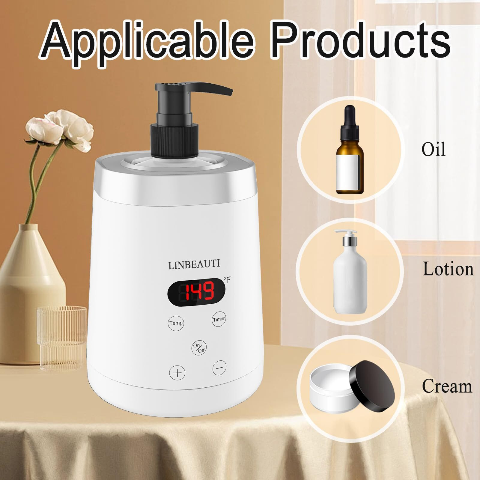 Massage Oil Warmer Bottle Professional Lotion Heater For Spa  Automatic Oil Warmer Heated Oil Lotion Cream For Salon  Barber Shops  Home  With Two Oil Bottle Dispenser (White)