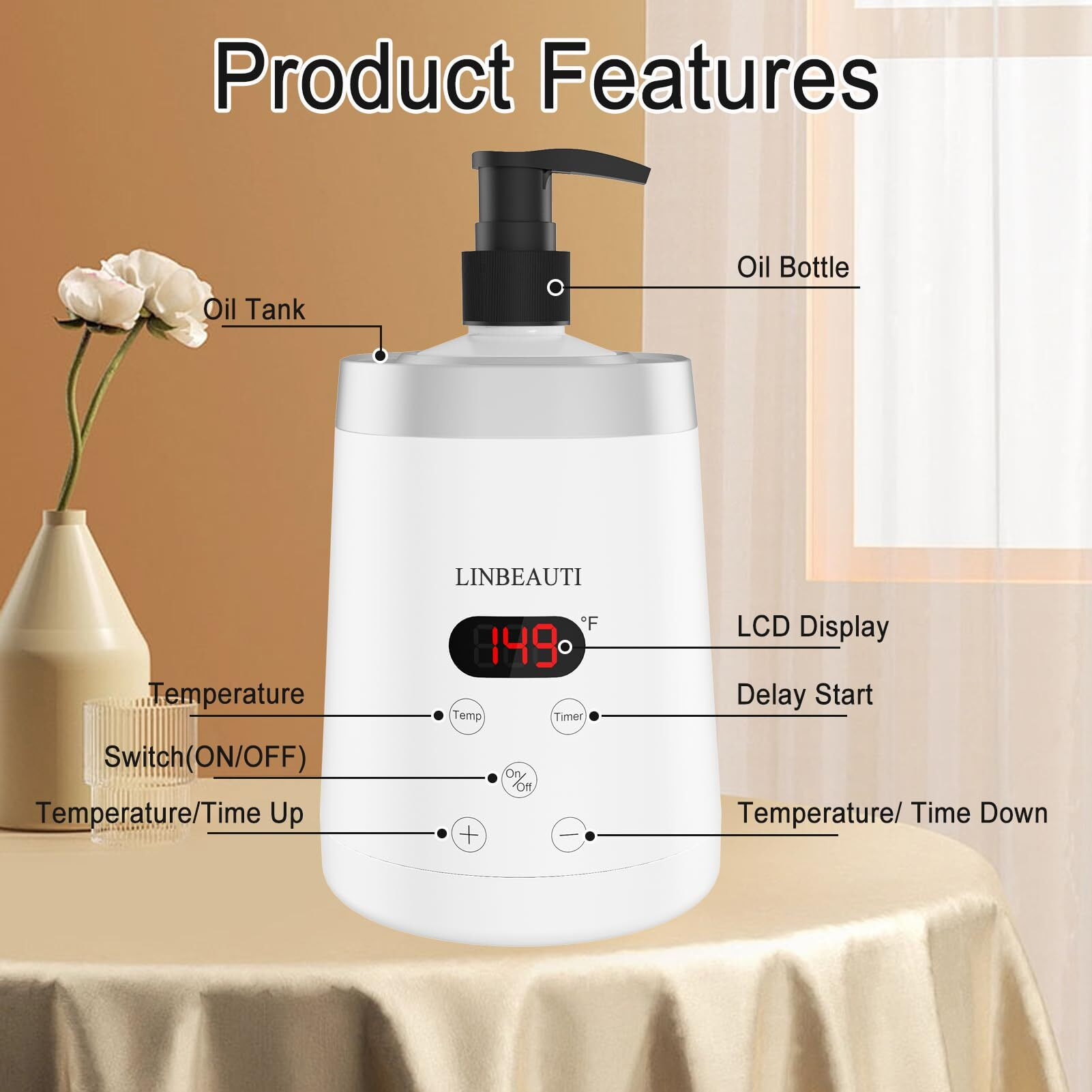 Massage Oil Warmer Bottle Professional Lotion Heater For Spa  Automatic Oil Warmer Heated Oil Lotion Cream For Salon  Barber Shops  Home  With Two Oil Bottle Dispenser (White)