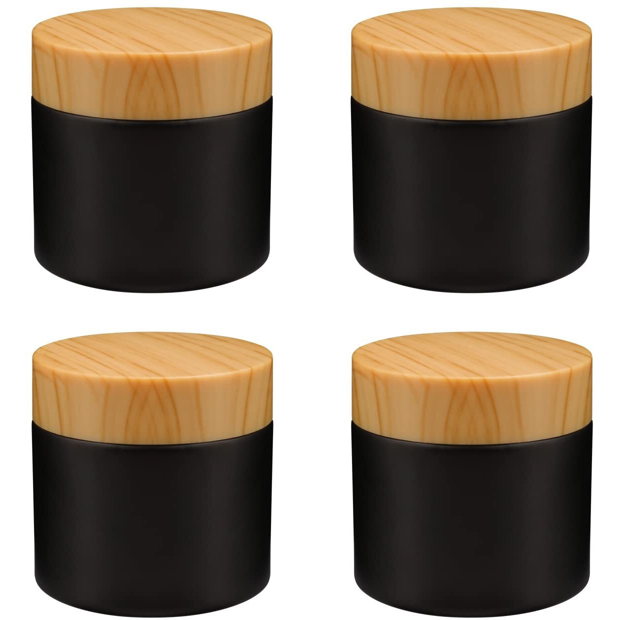 4 Pack 2 Oz Black Glass Cream Jar Empty Frosted Sample Jar Pot With Plastic Lids Inner Liner Travel Storage Jar Container For Lotion  Eyeshadow Moisturiser Gel