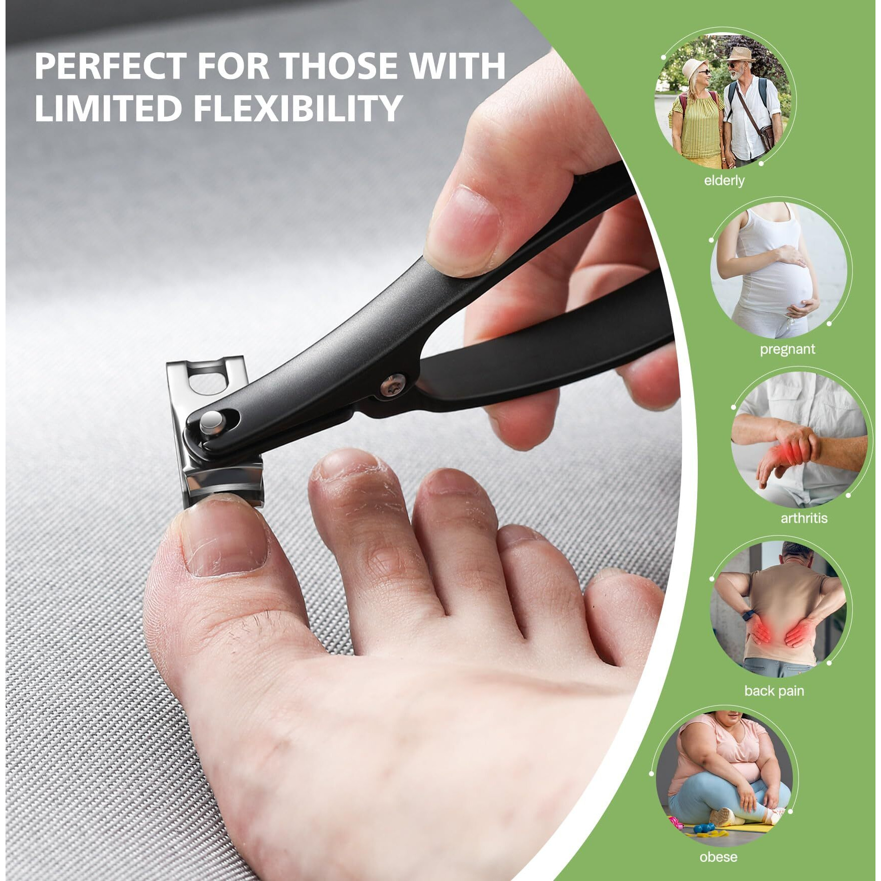 Baluca 360 Rotating Jaw Toenail Clippers For Thick Nails For Seniors - Comfortable Grip Handle Fingernail Clippers  Upgraded Design Nail Cutters Trimmer For Men And Women