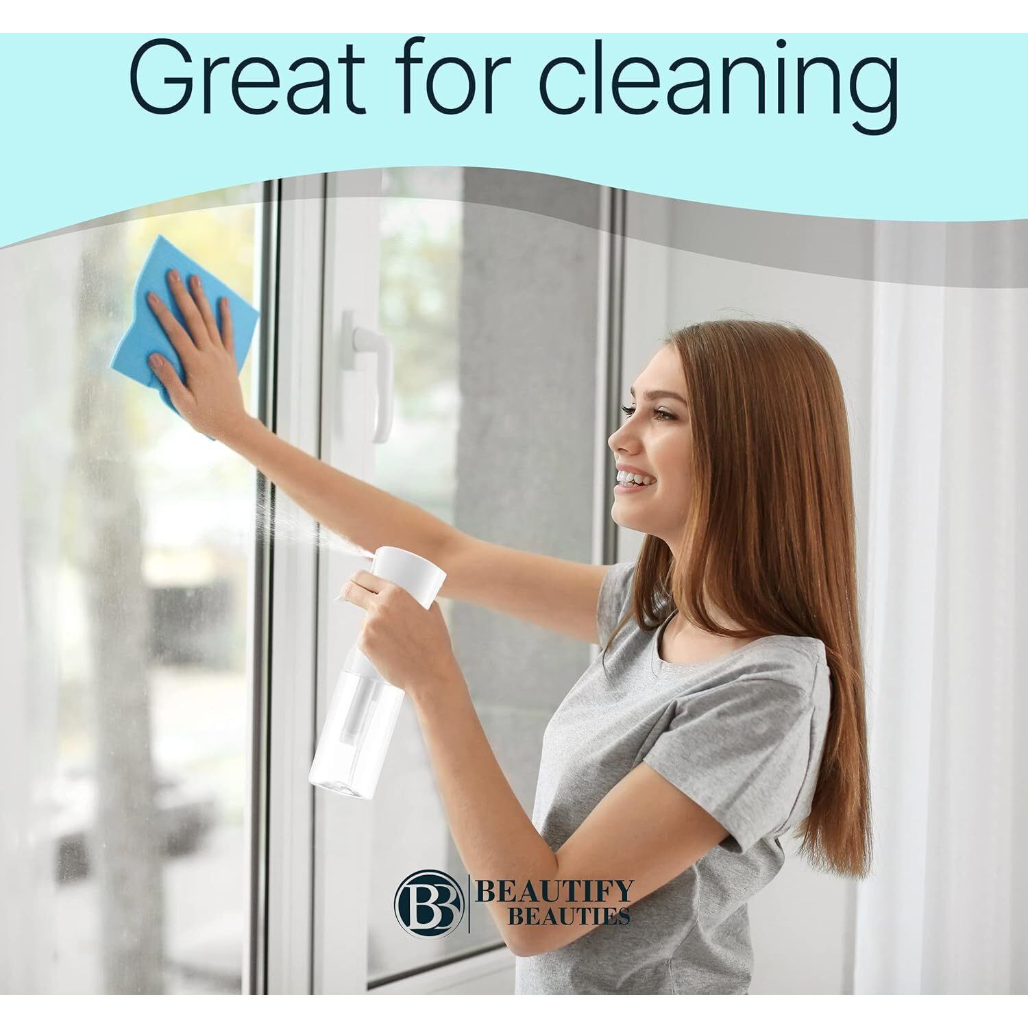 Beautifybeauties Hair Spray Bottle - Ultra Fine Continuous Water Mister For Hairstyling  Cleaning  Plants  Misting & Skin Care (White  6.8 Ounces)