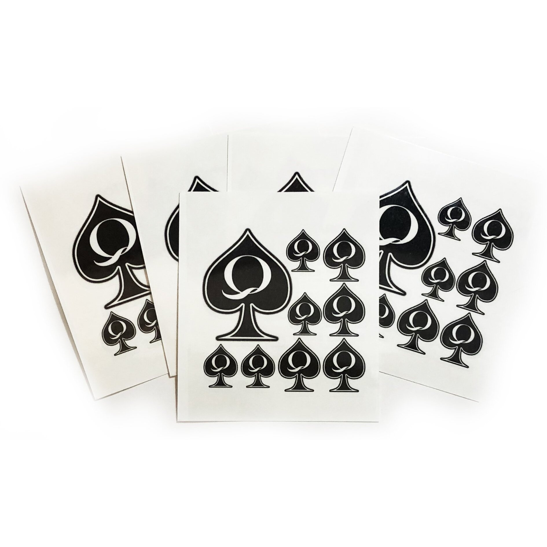 5 Sheet - Queen Of Spades Temporary Tattoo Pack Total 45 Qos Tattoos