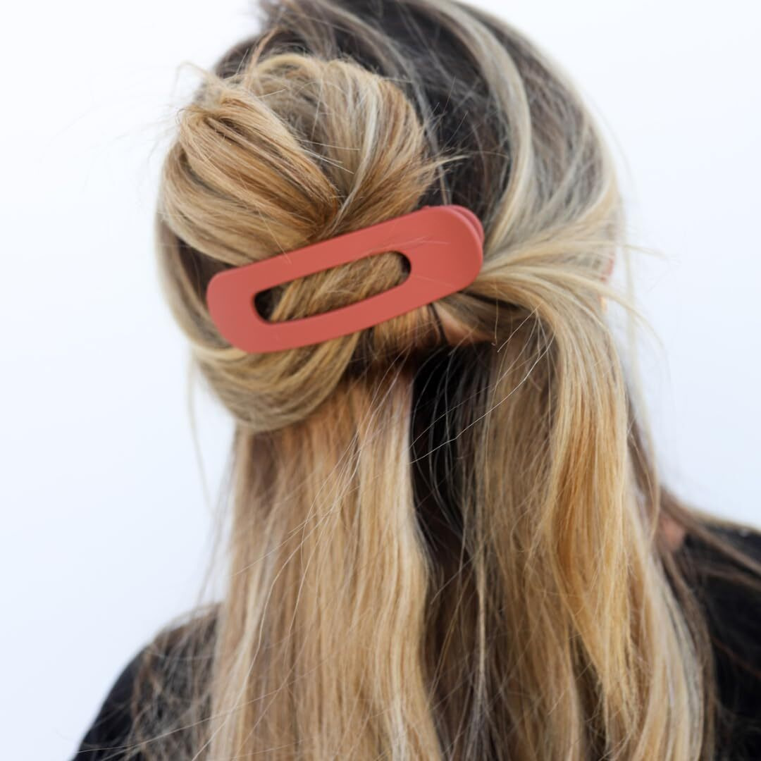 Kaxi Lay Down Hair Claw | Perfect For Thick & Thin Hair | Strong Clip Teeth | 2-Pack (Rust & Dark Green)