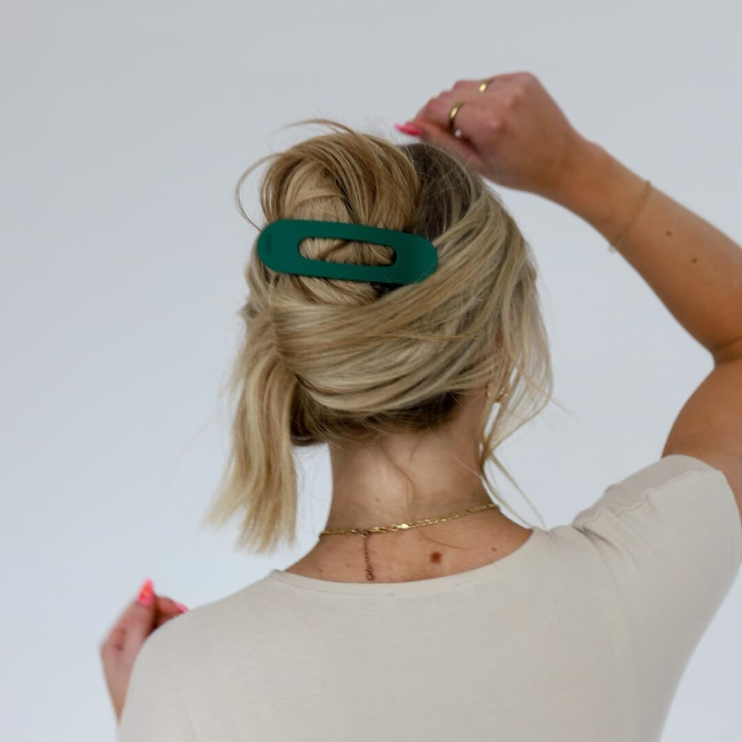 Kaxi Lay Down Hair Claw | Perfect For Thick & Thin Hair | Strong Clip Teeth | 2-Pack (Rust & Dark Green)