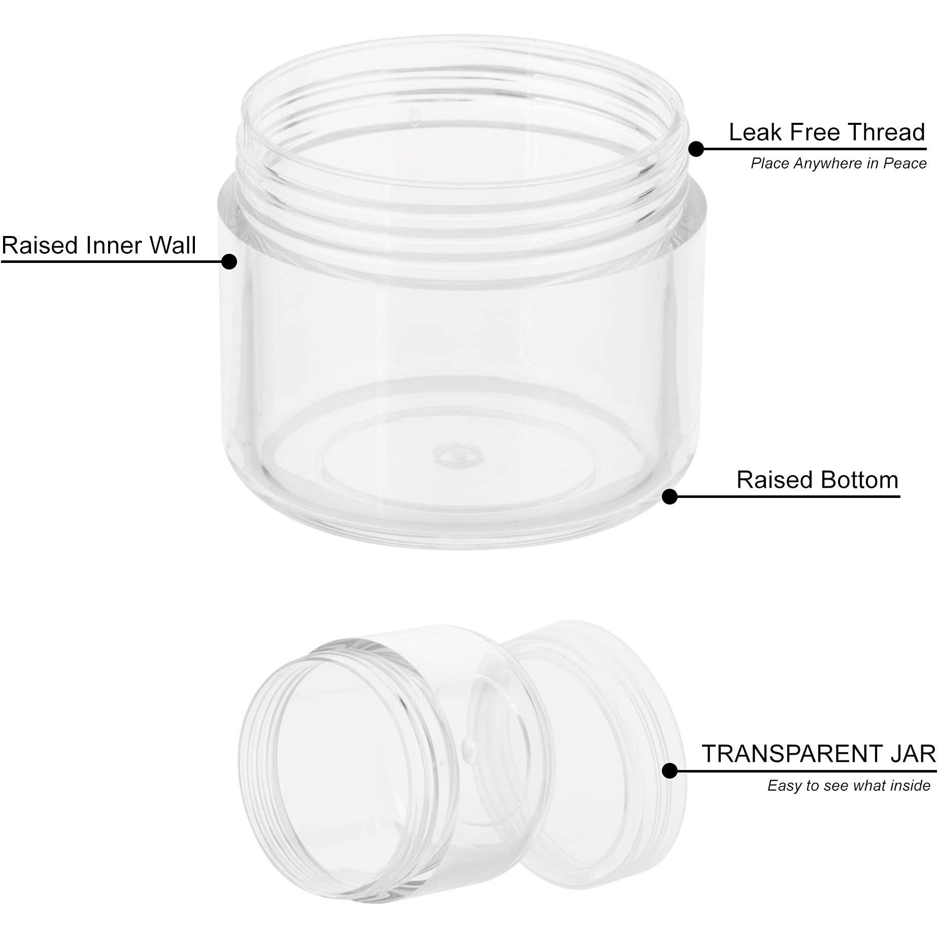 Zejia 20 Gram Plastic Cosmetic Jars With Lids  20 Pieces Small Cosmetic Containers  Travel Size Sample Containers  Round Travel Jars For Lotions  Powder  Makeup  Beauty Products  Slime (20Ml/0.7 Oz)