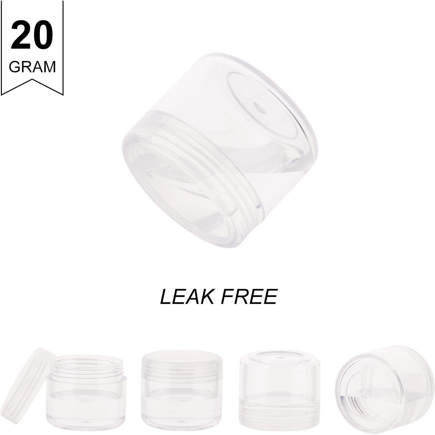Zejia 20 Gram Plastic Cosmetic Jars With Lids  20 Pieces Small Cosmetic Containers  Travel Size Sample Containers  Round Travel Jars For Lotions  Powder  Makeup  Beauty Products  Slime (20Ml/0.7 Oz)