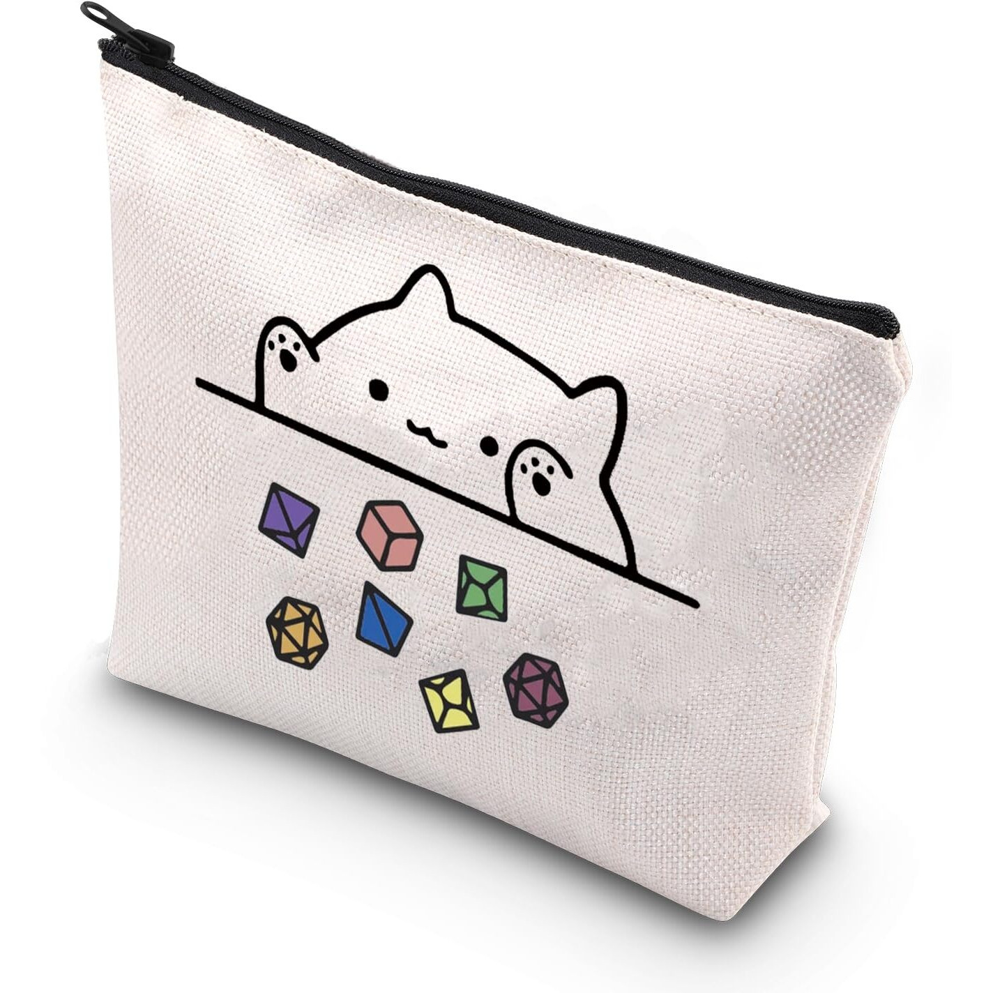 Tsotmo Cat Throwing Dice Dnd Dungeon Master Bag Of Holding Zipper Pouch Gamer Dice Bag (Wt-Dragons Card)
