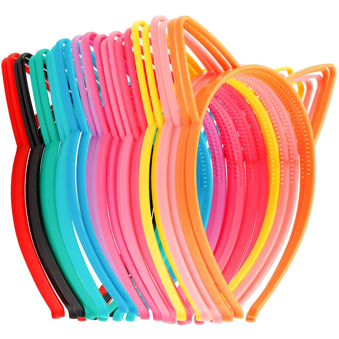 Cocide 24Pcs Cat Ears Headbands Plastic Taylor Party Decorations Kitty Headbands For Girls Gabby Party Favors Birthday Supplies For Women Halloween Hair Accessories Hair Hoops Costume