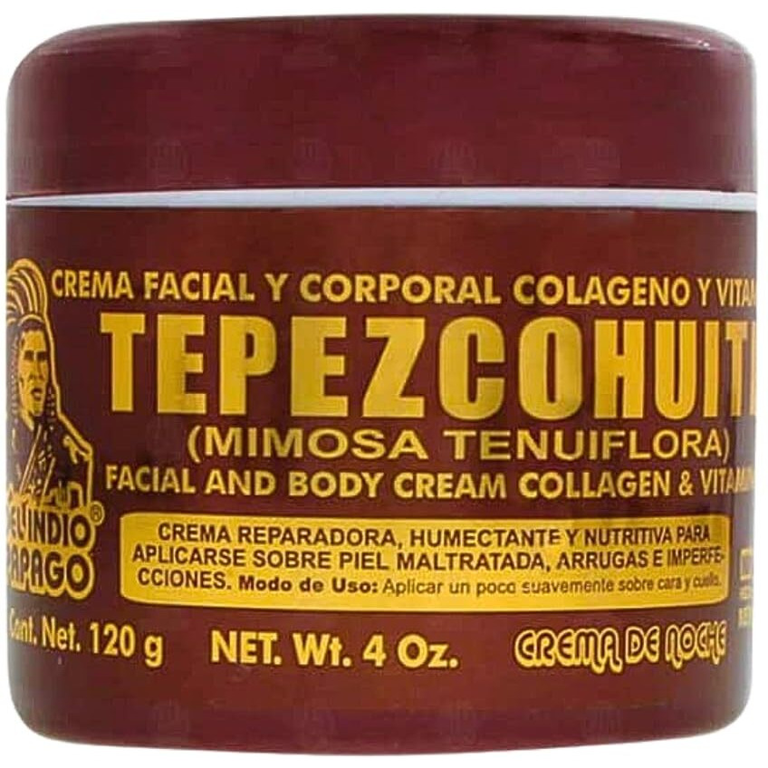 Del Indio Papago Tepezcohuite Night Cream - Tepezcohuite Cream From Mexico - Reduces Wrinkles  Renews Skin  Grease Free - Jumbo Size 4 Oz