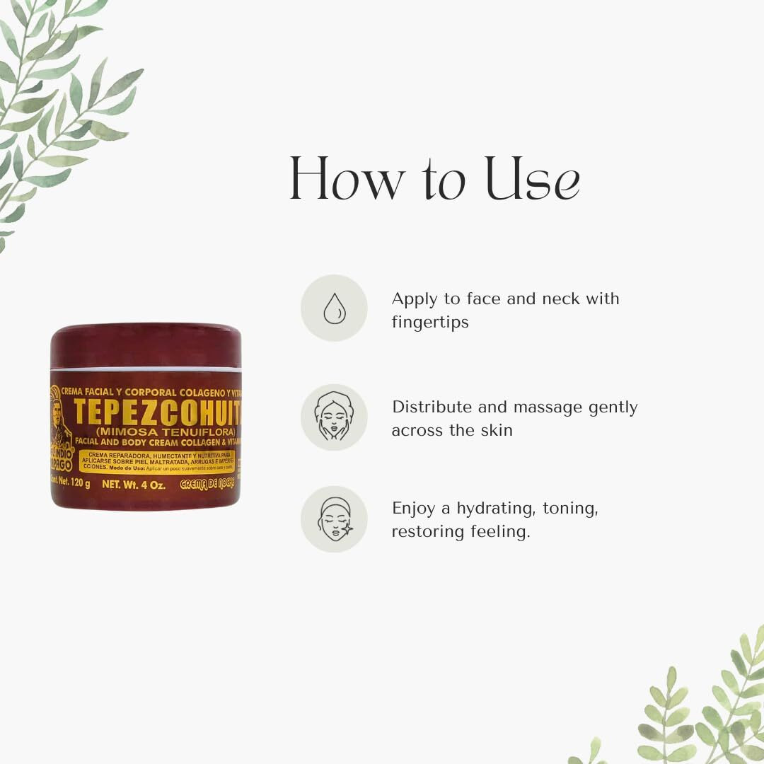 Del Indio Papago Tepezcohuite Night Cream - Tepezcohuite Cream From Mexico - Reduces Wrinkles  Renews Skin  Grease Free - Jumbo Size 4 Oz