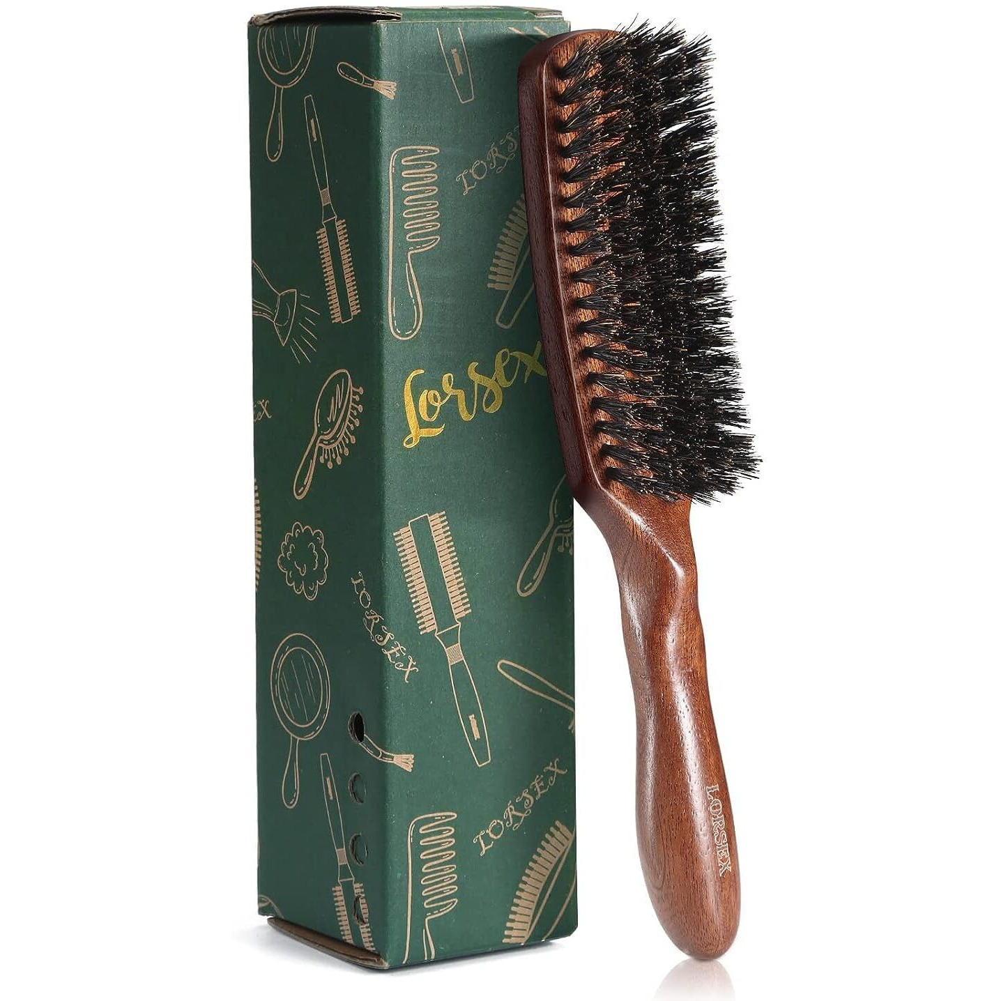 Lorsex Hair Brush For Men  Boar Bristles Brush For Fine Thin Medium Hair  Nature Boar Hairbrush For Beard Styling