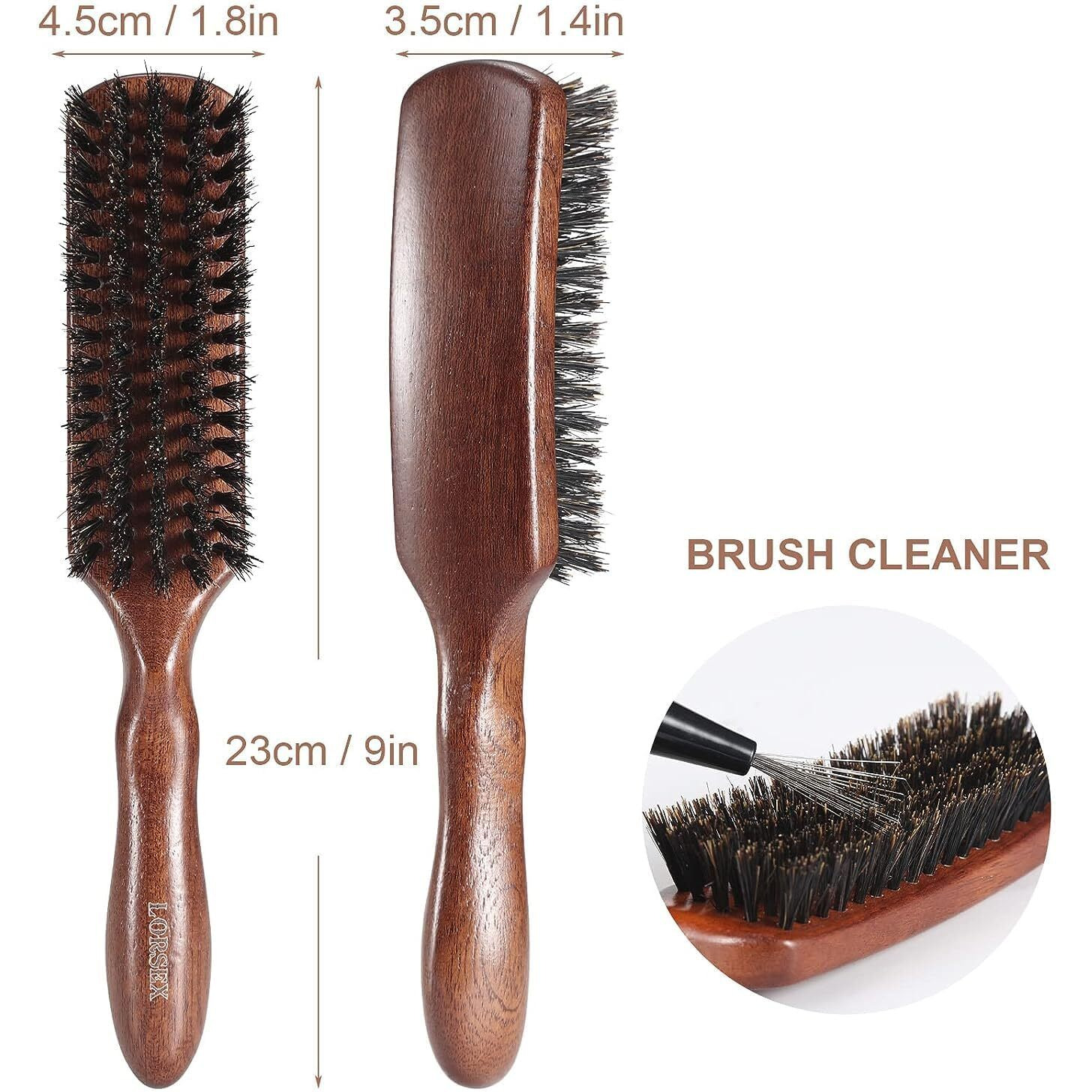 Lorsex Hair Brush For Men  Boar Bristles Brush For Fine Thin Medium Hair  Nature Boar Hairbrush For Beard Styling