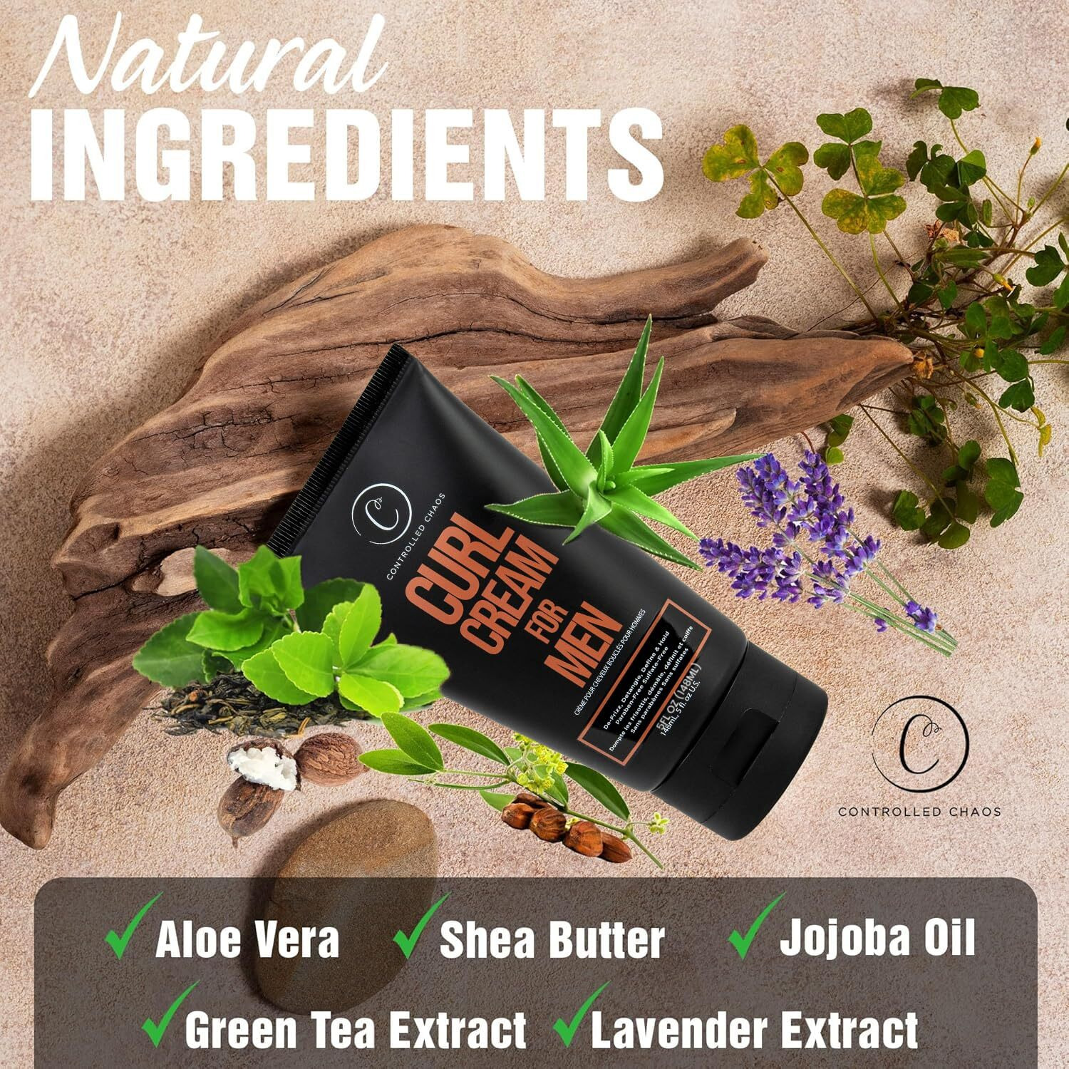 Controlled Chaos Curl Cream For Men - Hair Styling Cream For Wavy And Curly Hair With Shea Butter  Jojoba Oil  Coconut Oil  Add Smoothness  Anti-Frizz  Sulfate-Free Curl Cream (5Oz)