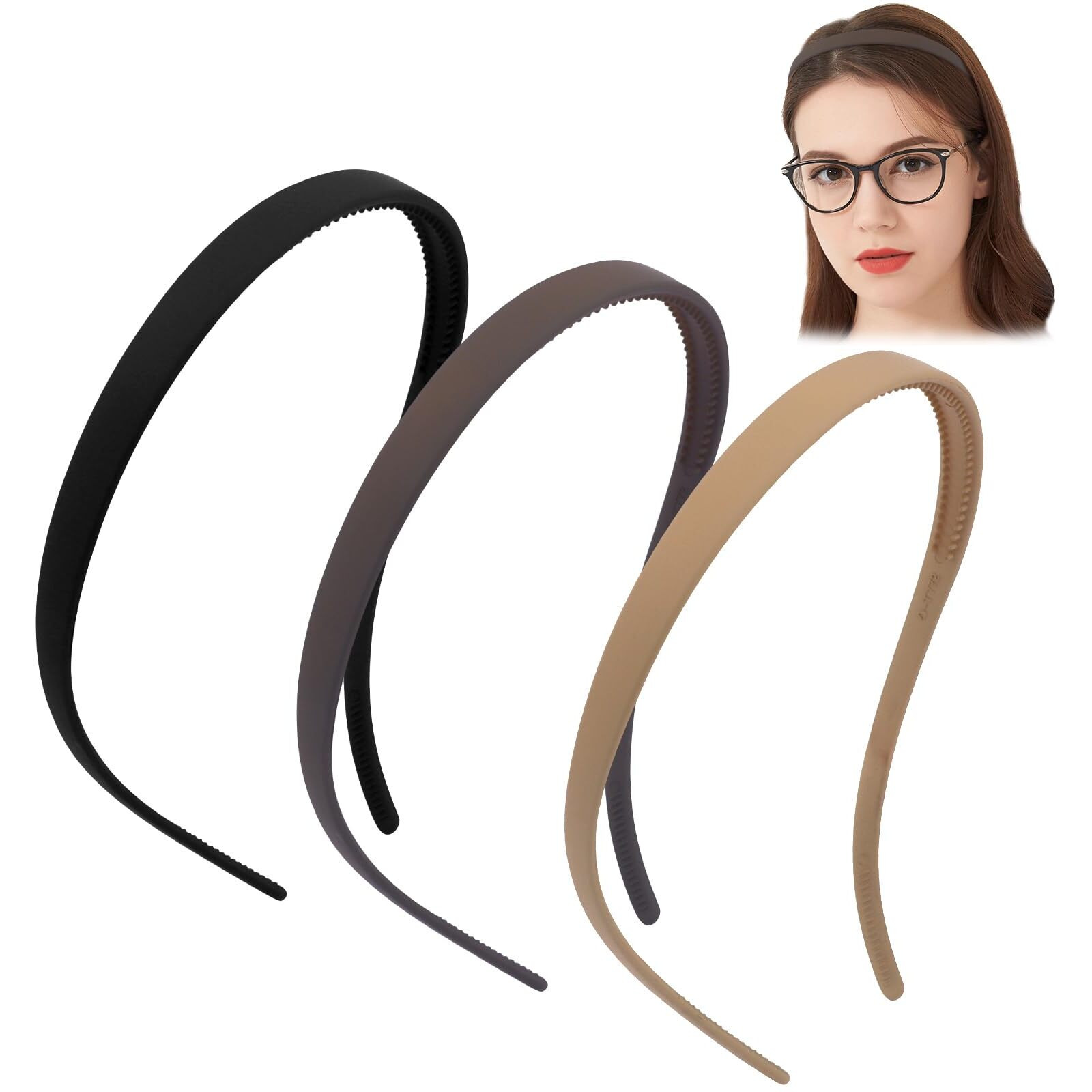 Tobatoba Flex No Pressure Headbands  Headbands For Glasses Wearers  Sunglasses Headband No Headache Headband Comfortable Headbands  Matte Plastic Headbands With Teeth  Non Slip For Women Girls